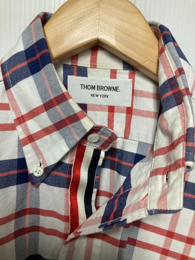 THOM BROWNE トムブラウンチェックシャツ トリコロール 中古・古着通販】Thom Browne (トムブラウン) コットンBDチェック