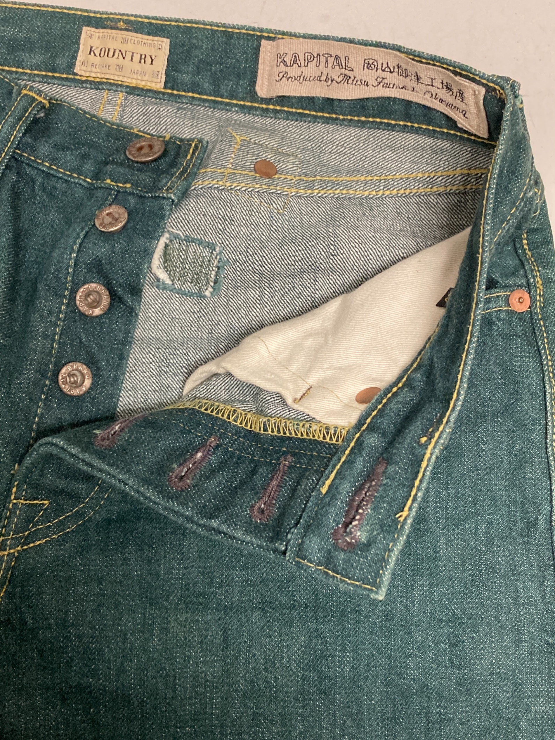 キャピタル KAPITAL バックシンチ 切替 サルエル デニムパンツ W27