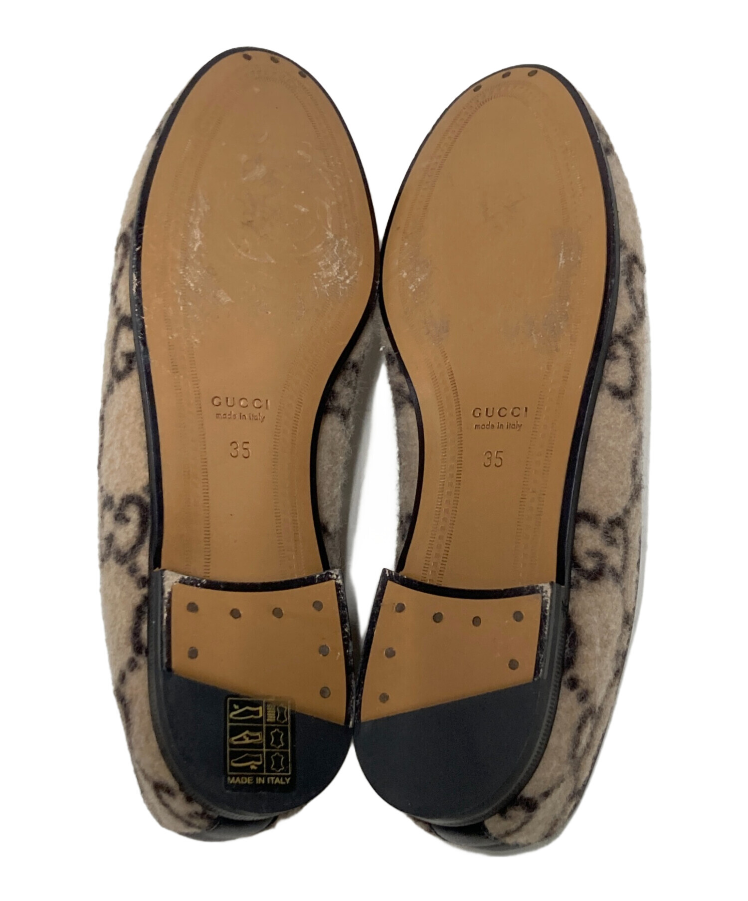 グッチ　GUCCI ホースビット　ローファー　35ハーフ　ベージュ 中古・古着通販】GUCCI (グッチ) GGホースビットローファー ベージュ