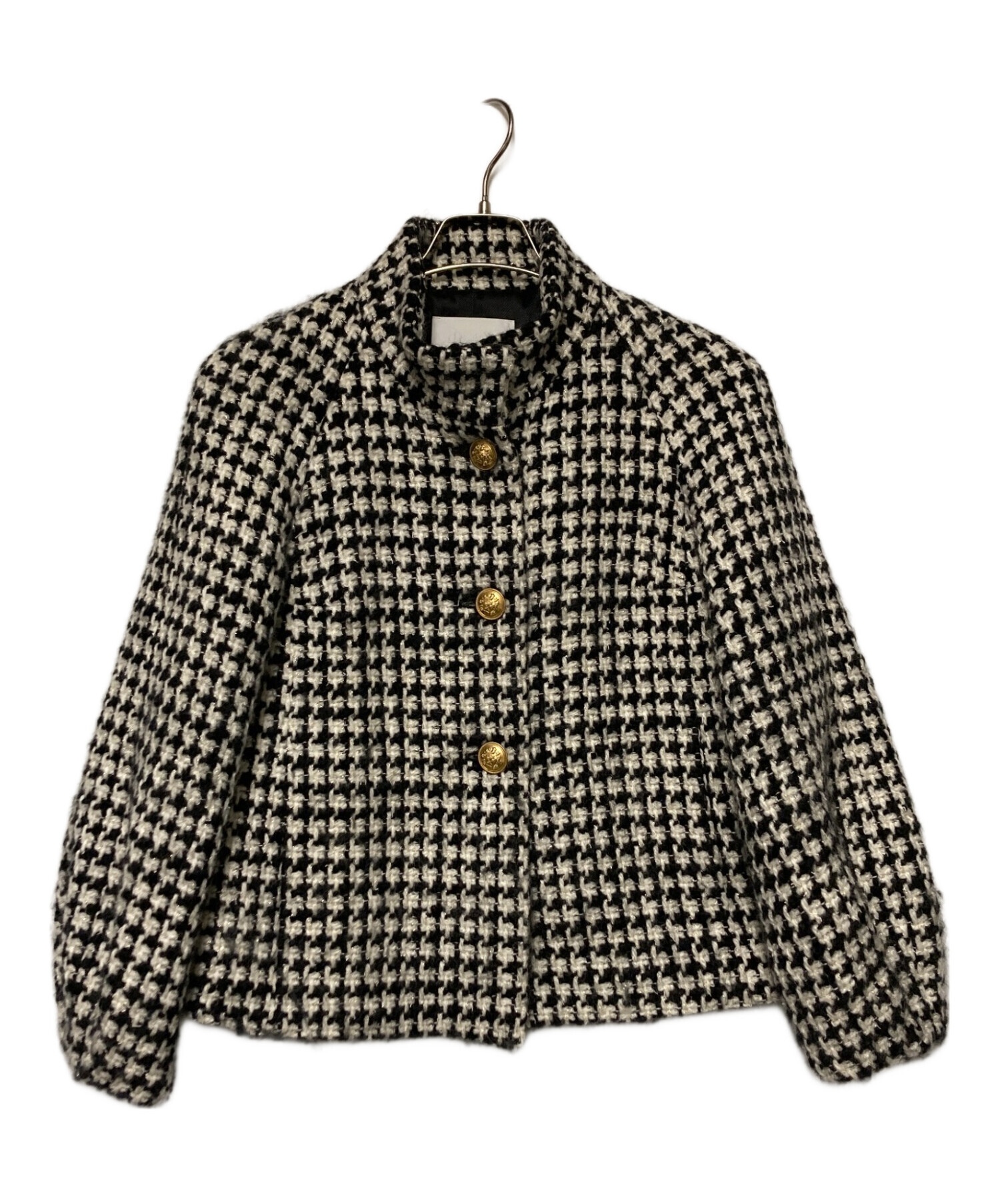 ルルウィルビー　ウールスラブ千鳥ショートコート　ツイード ルルウィルビー ウールスラブ千鳥ショートコート ツイード ルル