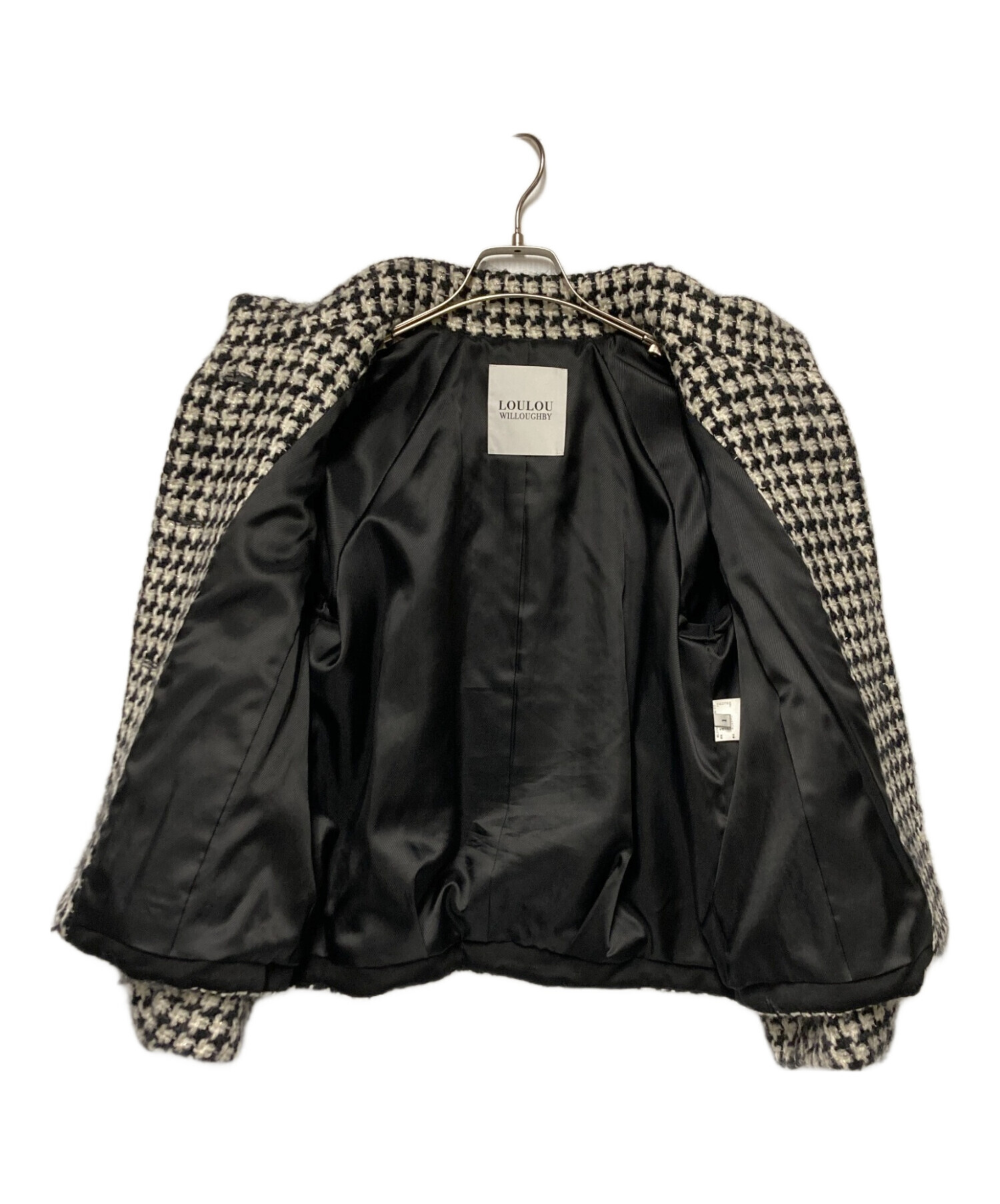 ルルウィルビー　ウールスラブ千鳥ショートコート　ツイード ルルウィルビー ウールスラブ千鳥ショートコート ツイード ルル