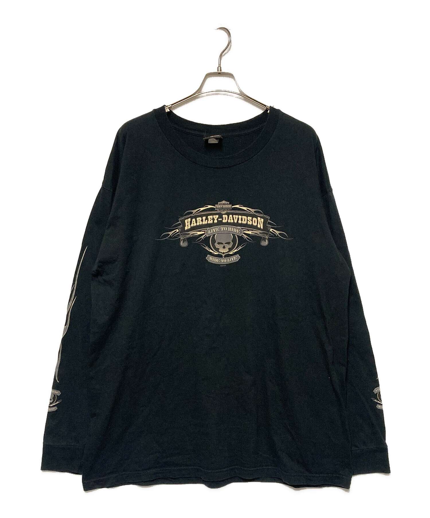 ハーレーダビッドソン　プリントロゴ　ロングTシャツ　XLサイズ　ブラック　古着 中古・古着通販】HARLEY-DAVIDSON (ハーレーダビッドソン) プリント