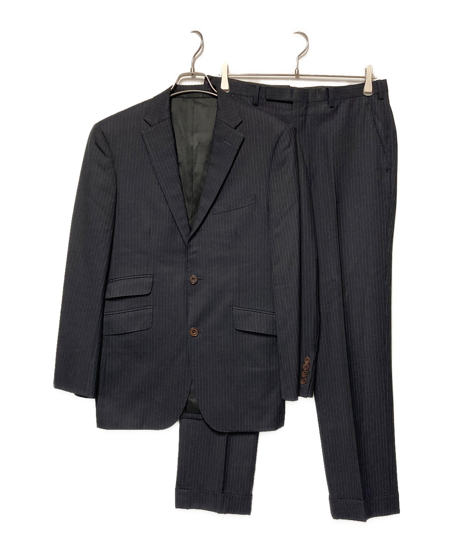 バーバリーブラックレーベル スーツ S Super100 シャドーストライプ 中古・古着通販】BURBERRY BLACK LABEL (バーバリーブラックレーベル