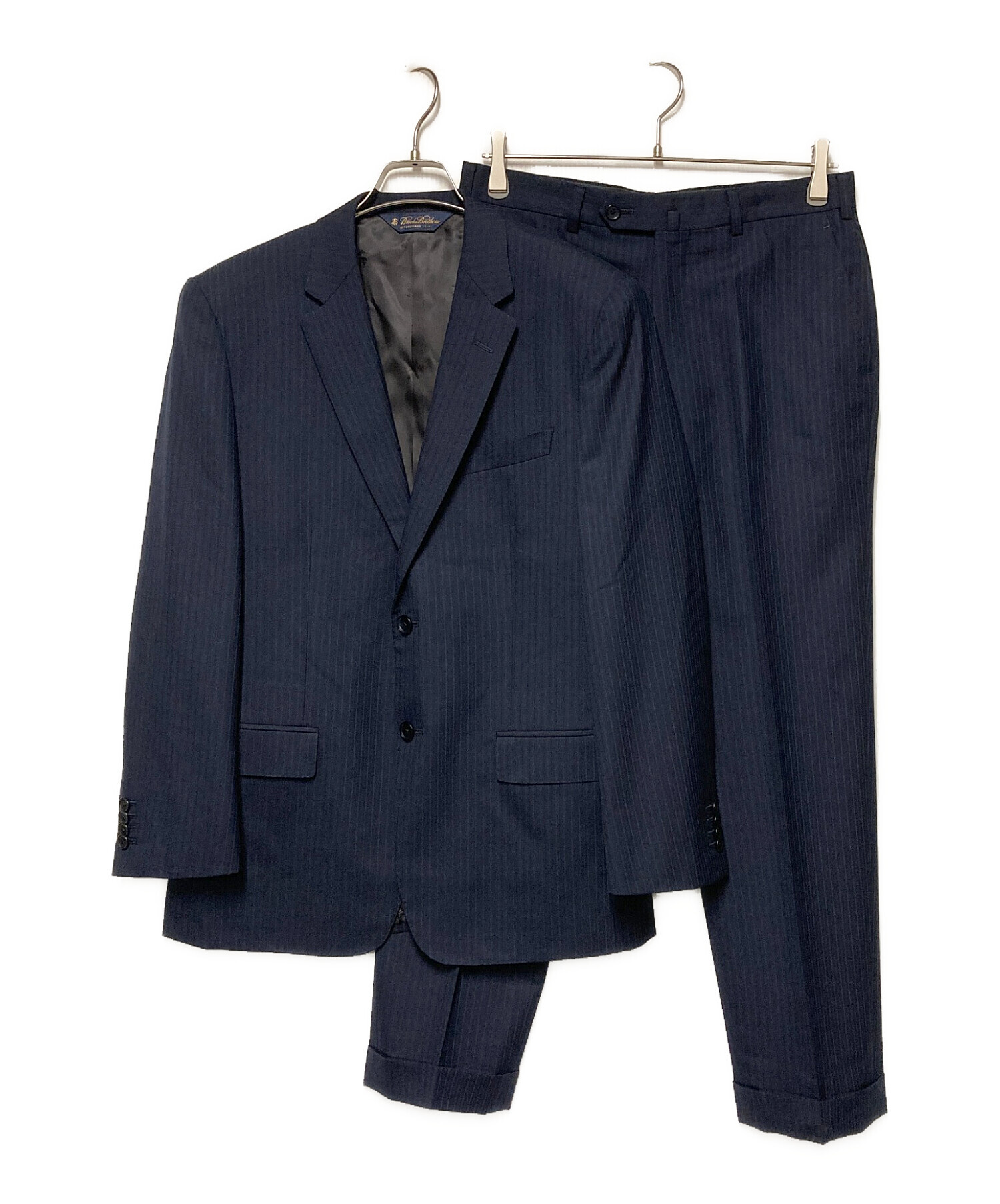 ブルックスブラザーズ セットアップ ネイビー系 ストライプ柄 光沢感 L相当 中古・古着通販】BROOKS BROTHERS (ブルックスブラザーズ) ストライプ
