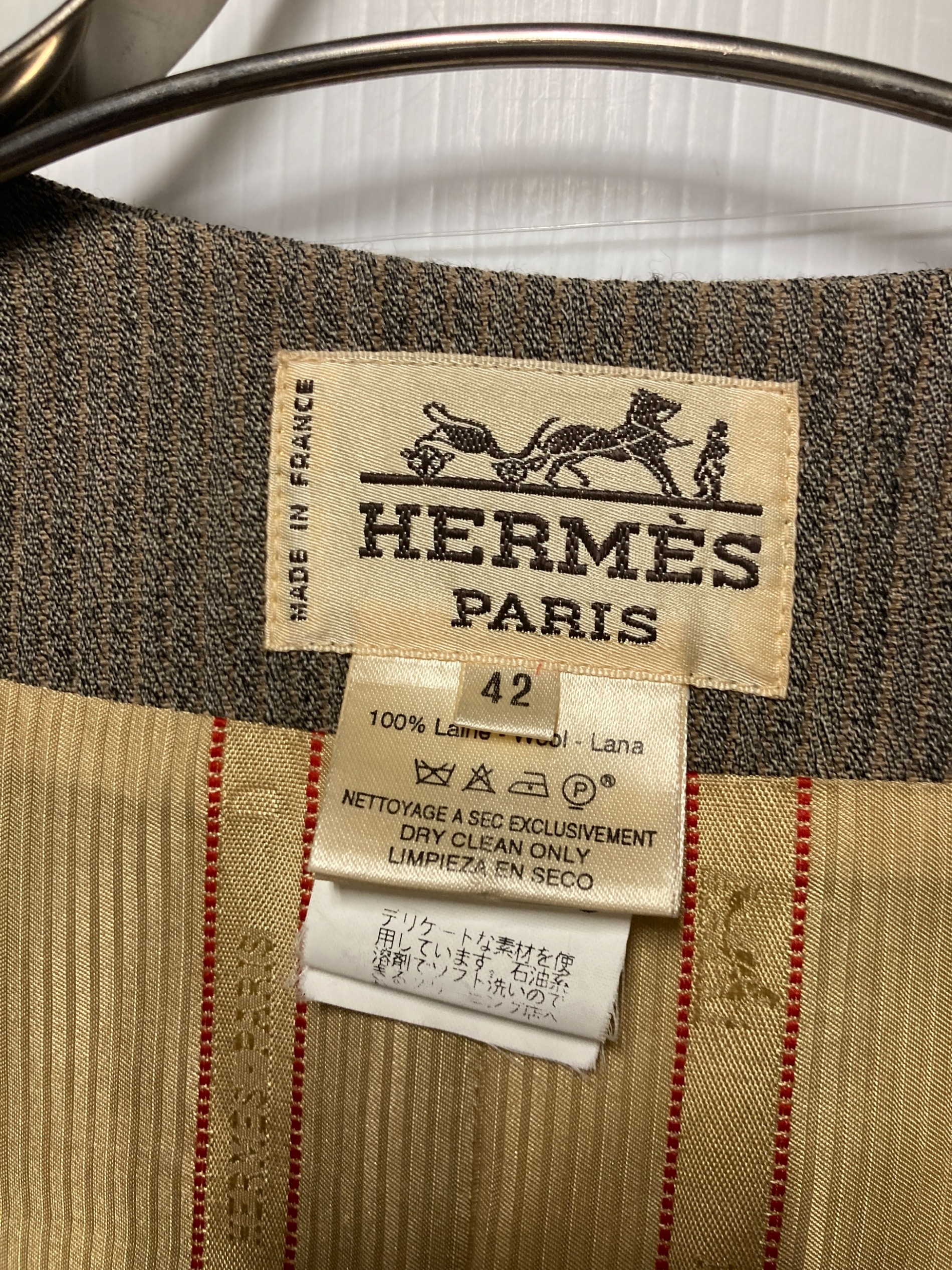 中古・古着通販】HERMES (エルメス) ウールノーカラージャケット