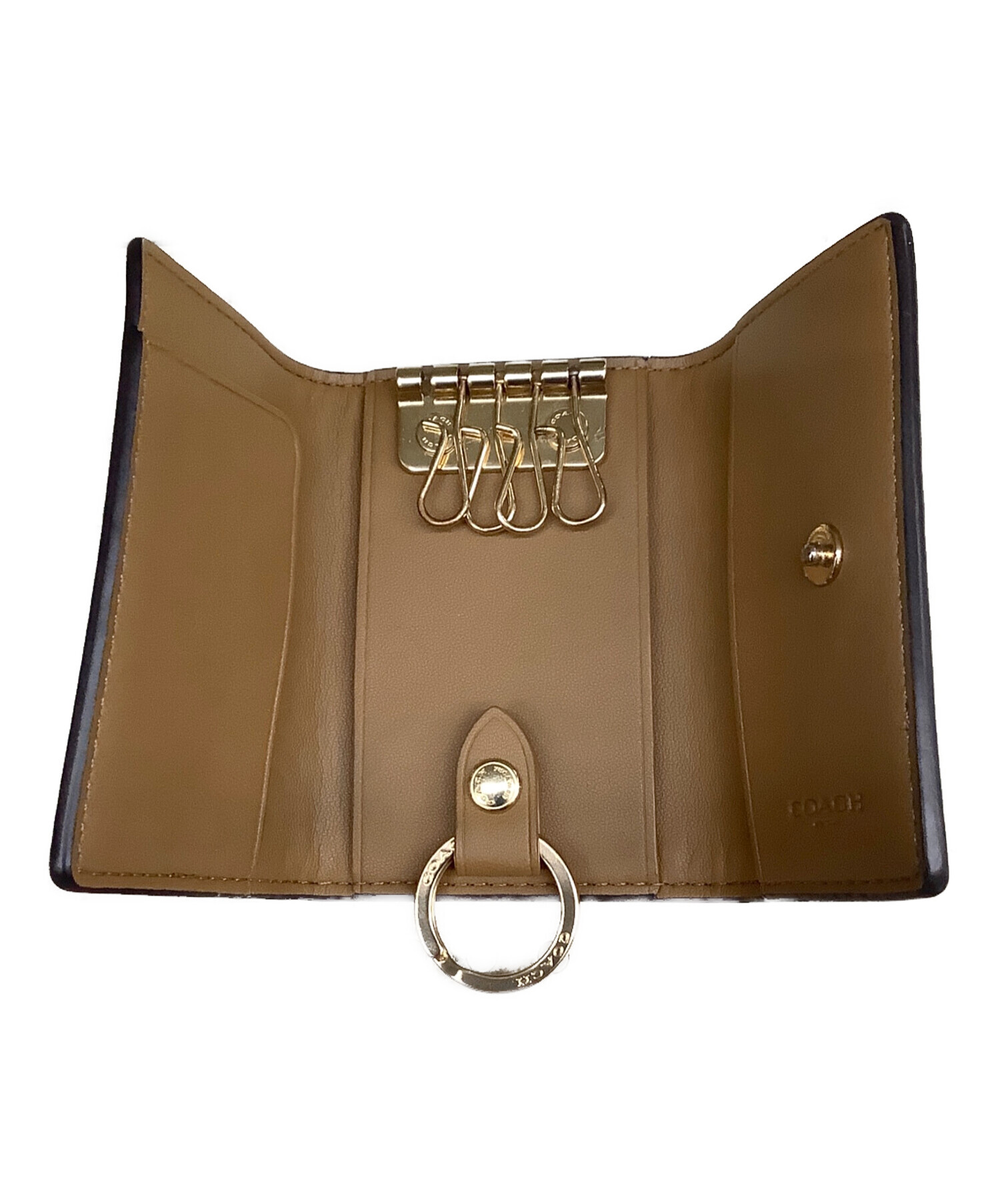 COACH キーケース ベージュ/ブラウン 中古・古着通販】COACH (コーチ) キーケース ベージュ｜ブランド・古着