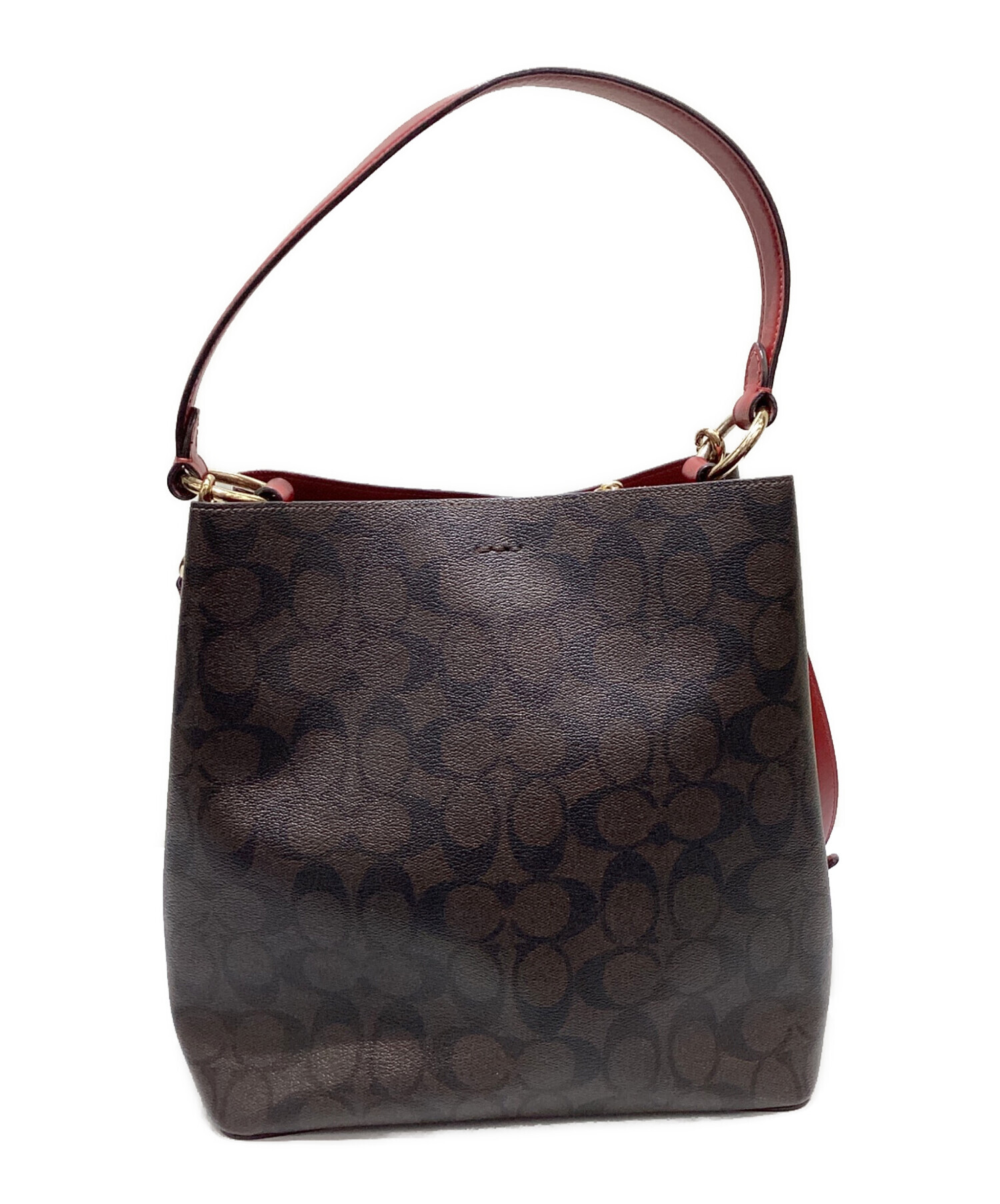 中古・古着通販】COACH (コーチ) 2WAYバッグ レッド×ブラウン 中古・古着通販】COACH (コーチ) 2WAYバッグ レッド×ブラウン