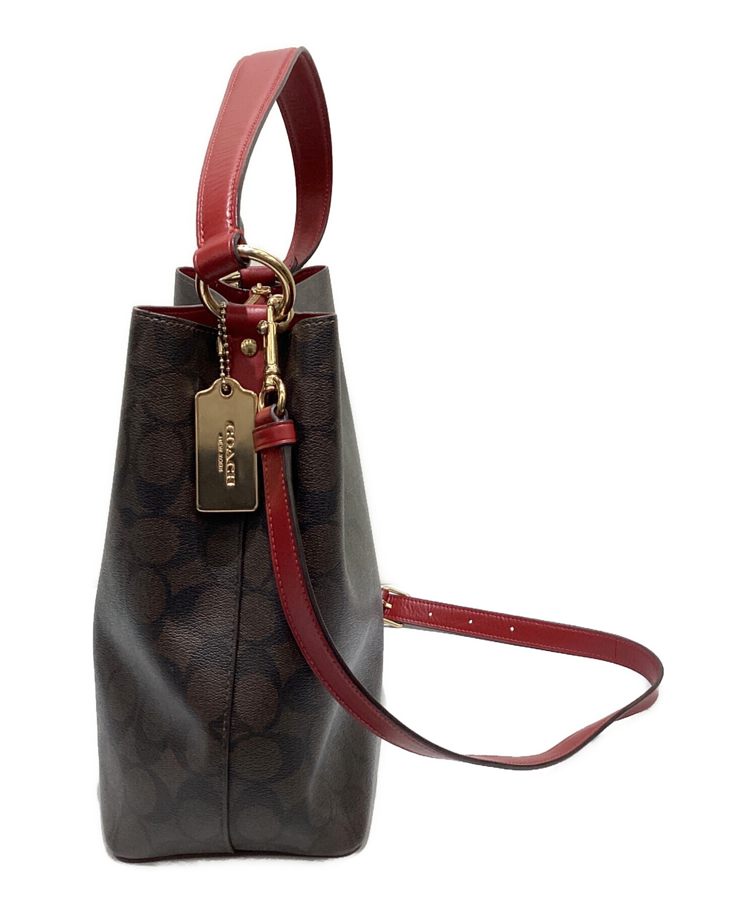 中古・古着通販】COACH (コーチ) 2WAYバッグ レッド×ブラウン