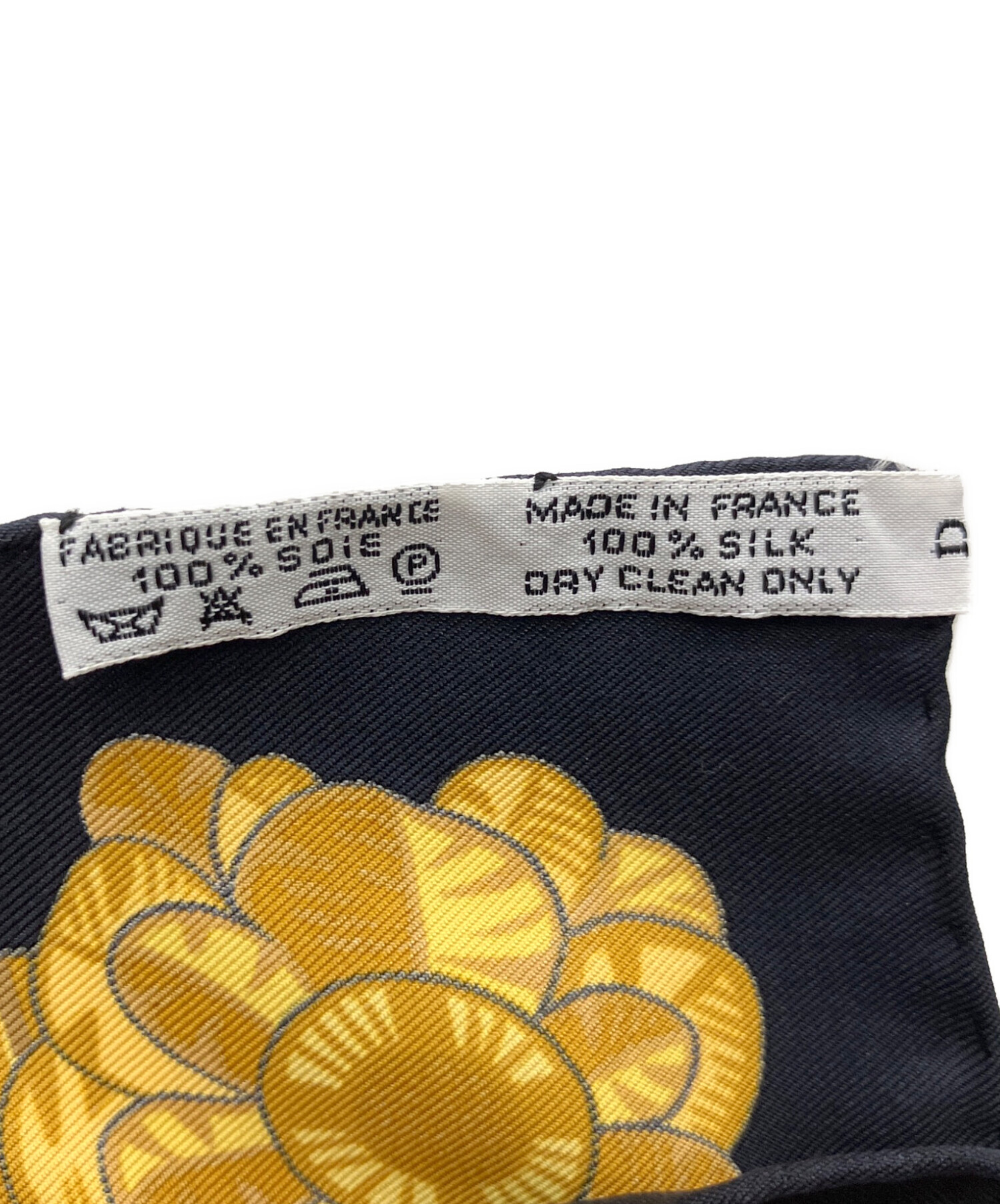 中古・古着通販】HERMES (エルメス) シルクスカーフ ブラック×イエロー