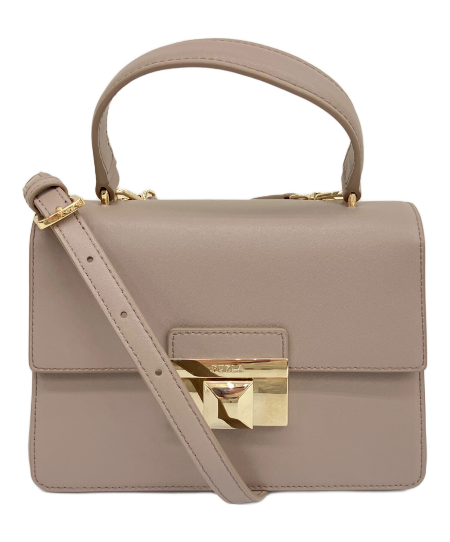 FURLA ハンドバッグ ベージュ 2way 中古・古着通販】FURLA (フルラ) 2WAYバッグ ベージュ｜ブランド・古着