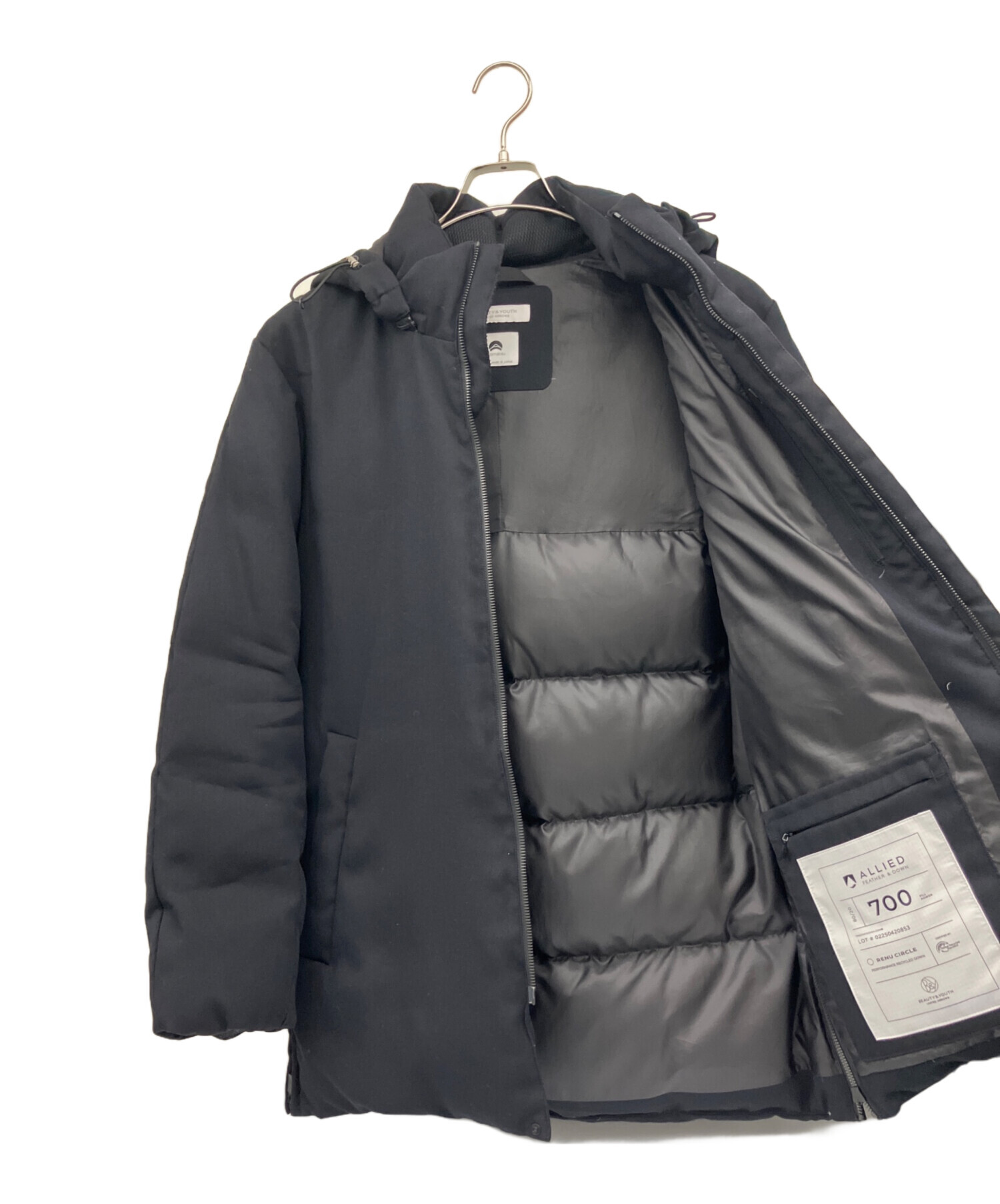 BEAUTY&YOUTH ブラック ダウンジャケット ルディックパーク Ludic Park マイクロファイバーダウンジャケット