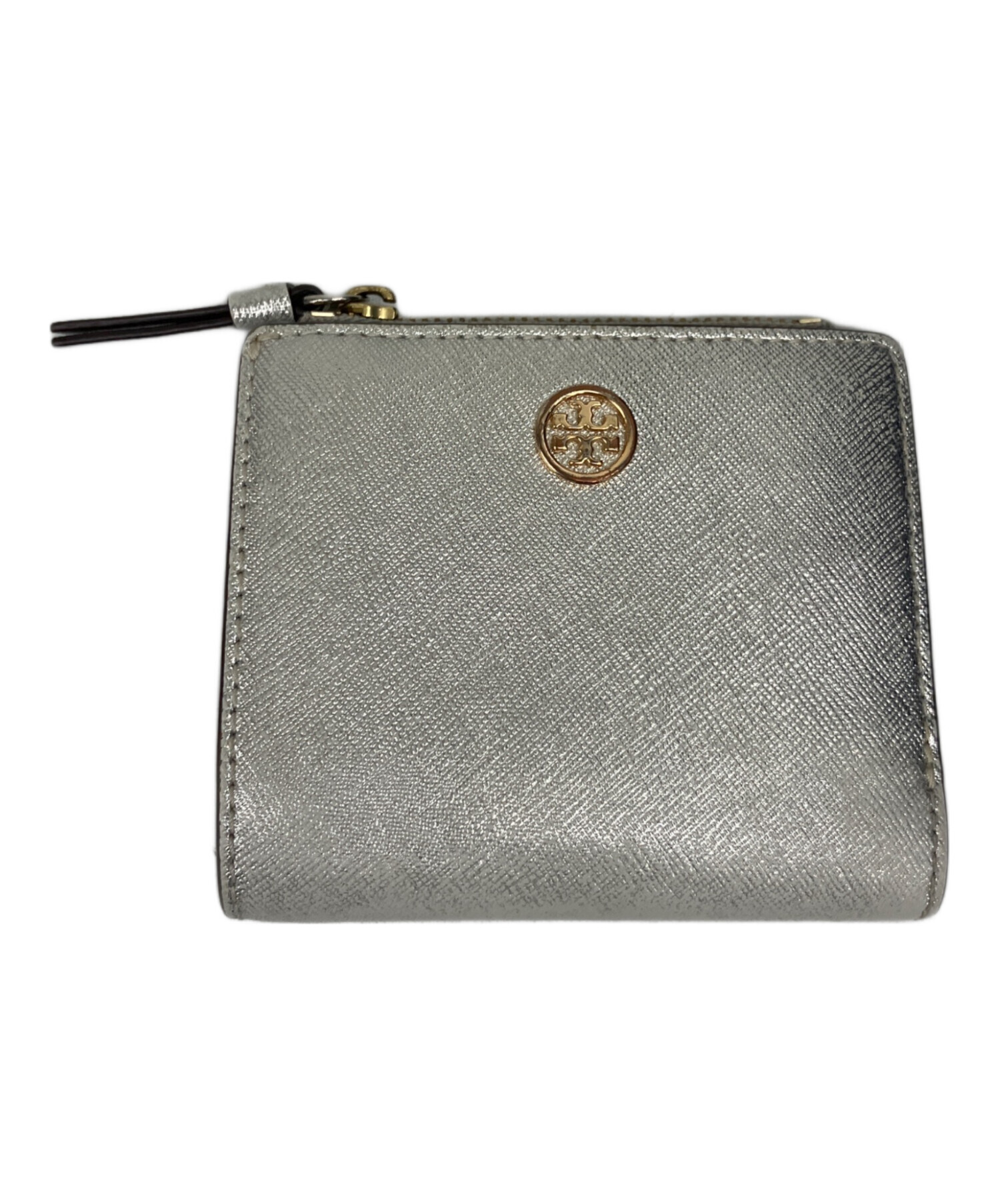 Tory Burch シルバー 二つ折り財布 TORY BURCH（トリーバーチ） 財布 レザー メタリック ミニ ウォレット
