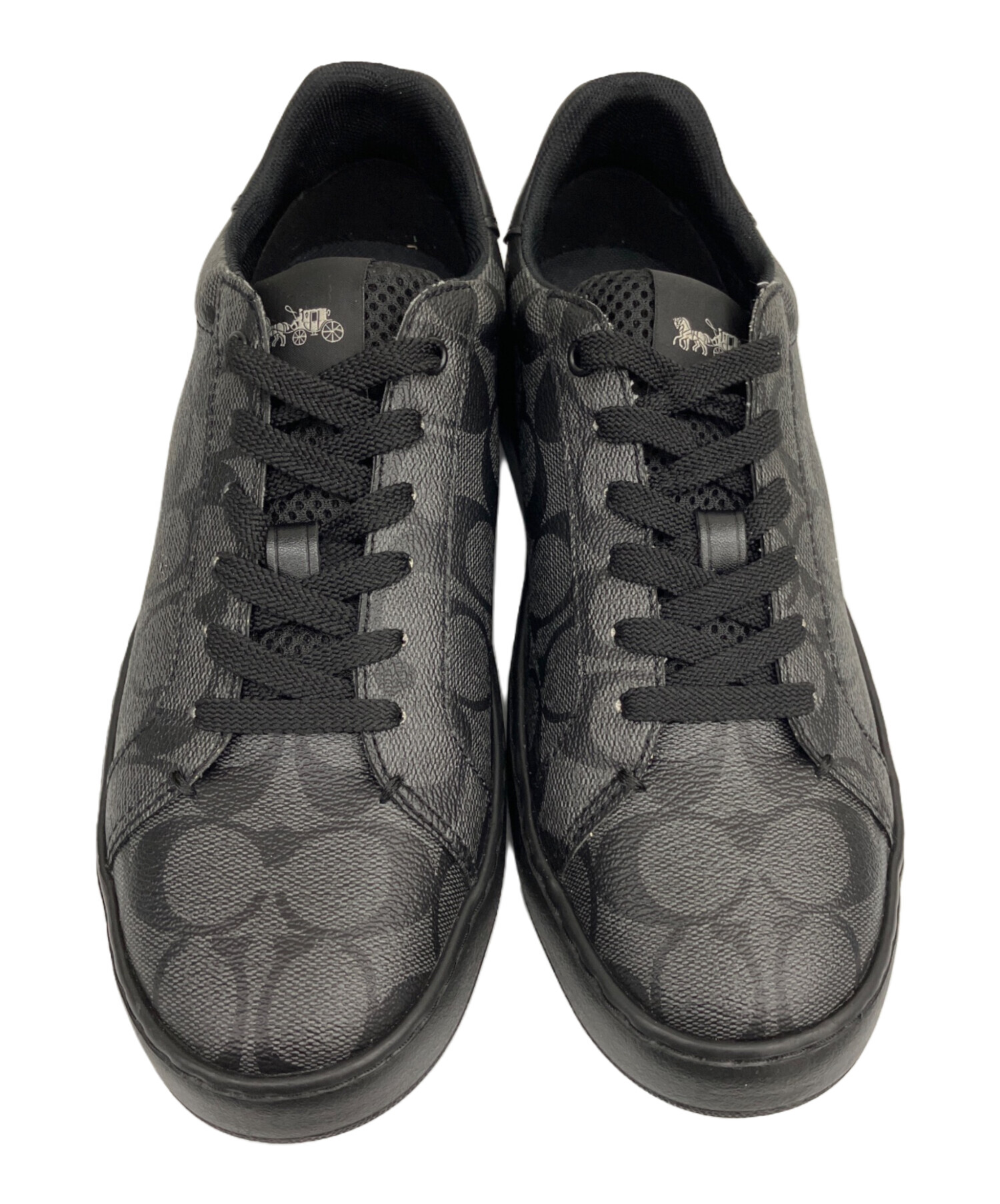 COACH スニーカー ブラック/グレー 25.5 中古・古着通販】COACH (コーチ) ローカットスニーカー CLP SIG LW TP