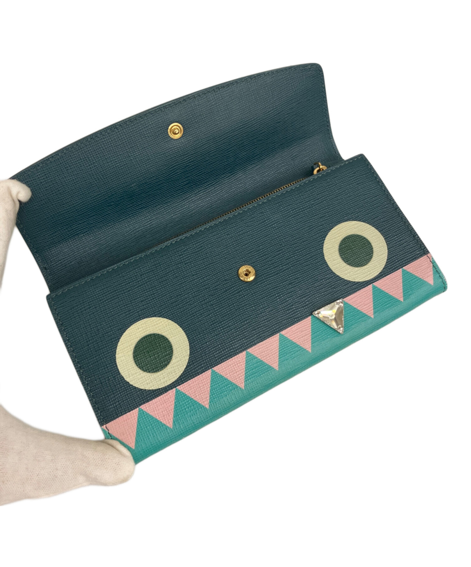 FENDI長財布☆グリーン⭐︎ フェンディ ダークグリーン レザー 長財布 