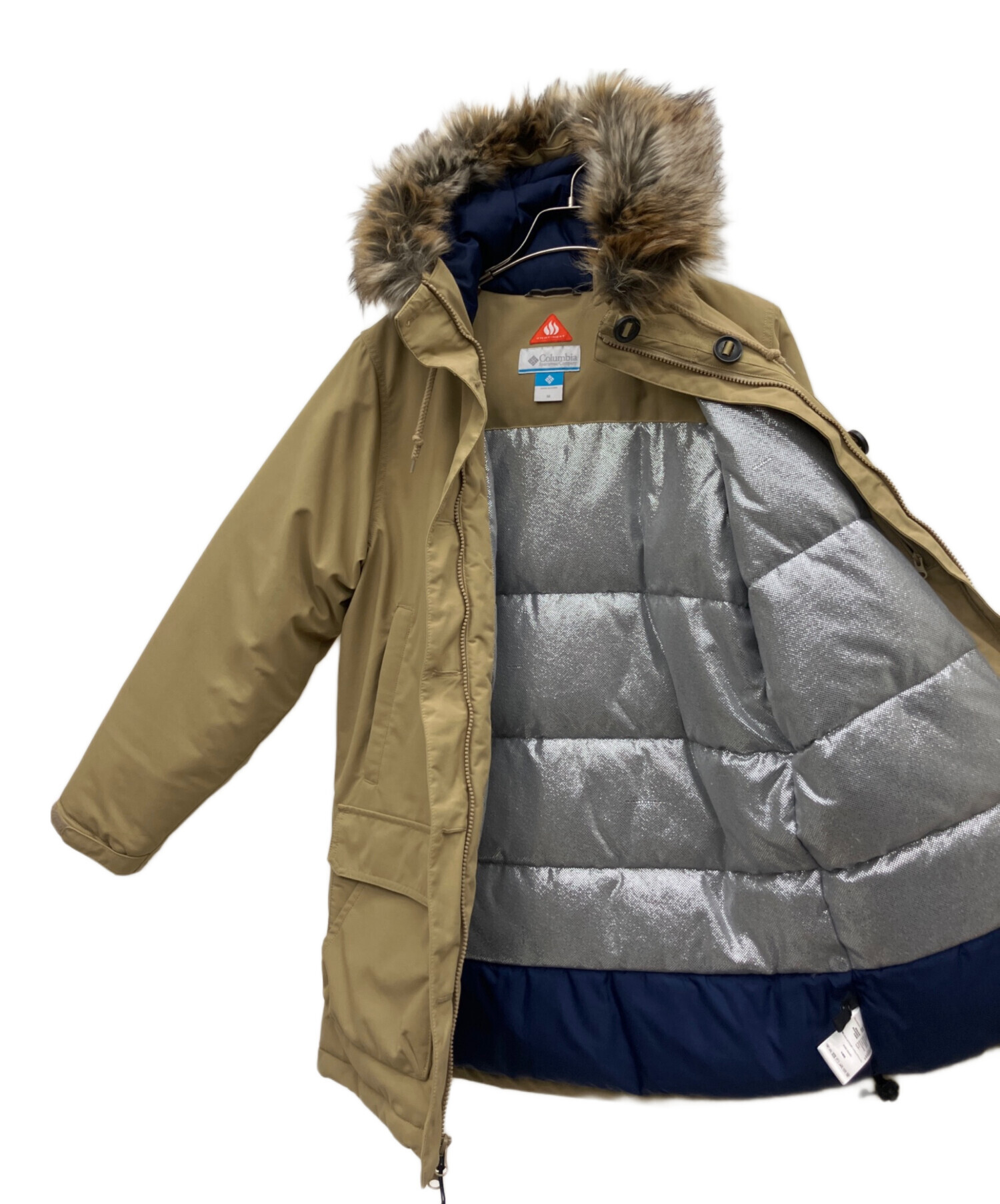 美品✨Columbia ダウンジャケット オムニヒート ベージュ M ファー付 中古・古着通販】Columbia (コロンビア) オムニヒートダウンジャケット