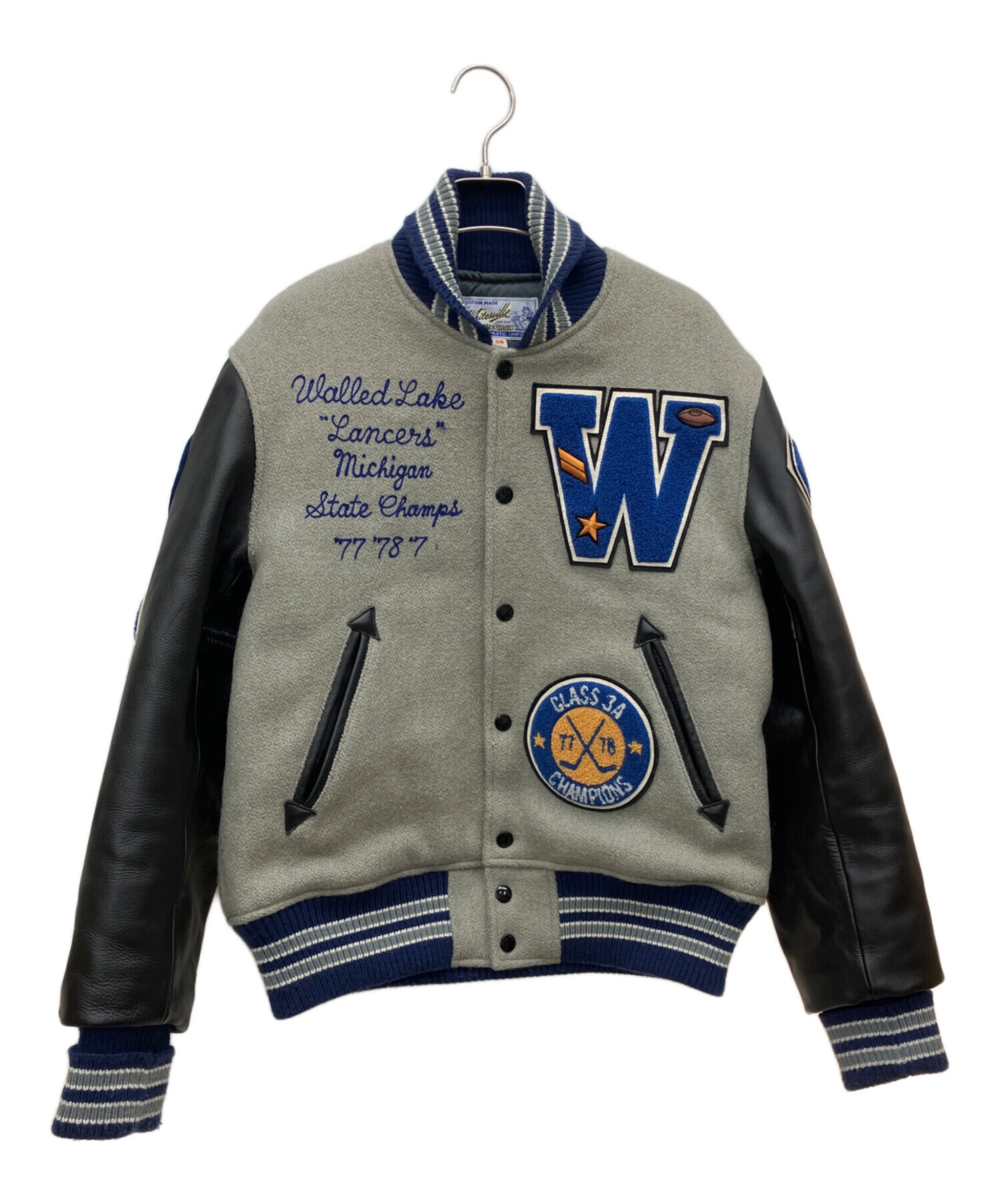 【最終値下げ】美品 ホワイツビル スタジャン 無地 ネイビー グレー S 中古・古着通販】WHITESVILLE (ホワイツビル) スタジャン グレー