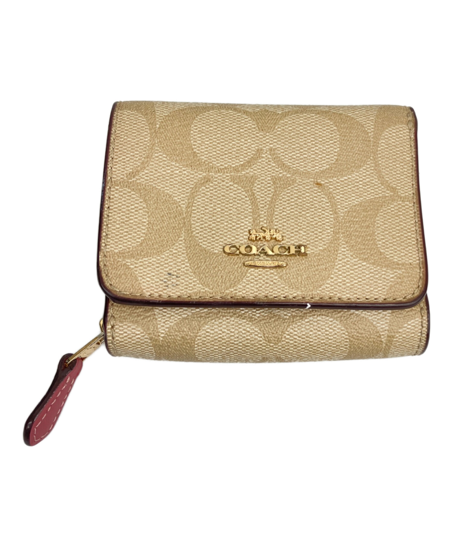中古・古着通販】COACH (コーチ) 3つ折り財布 ベージュ｜ブランド
