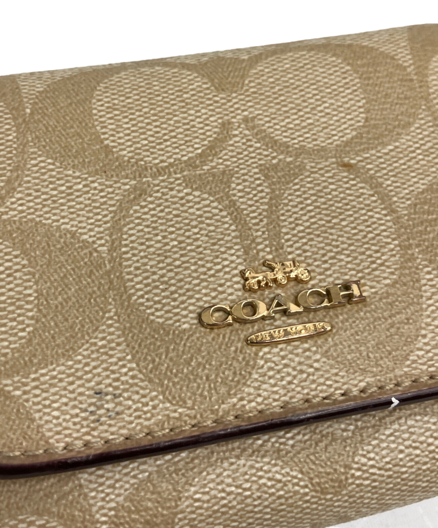 中古・古着通販】COACH (コーチ) 3つ折り財布 ベージュ｜ブランド