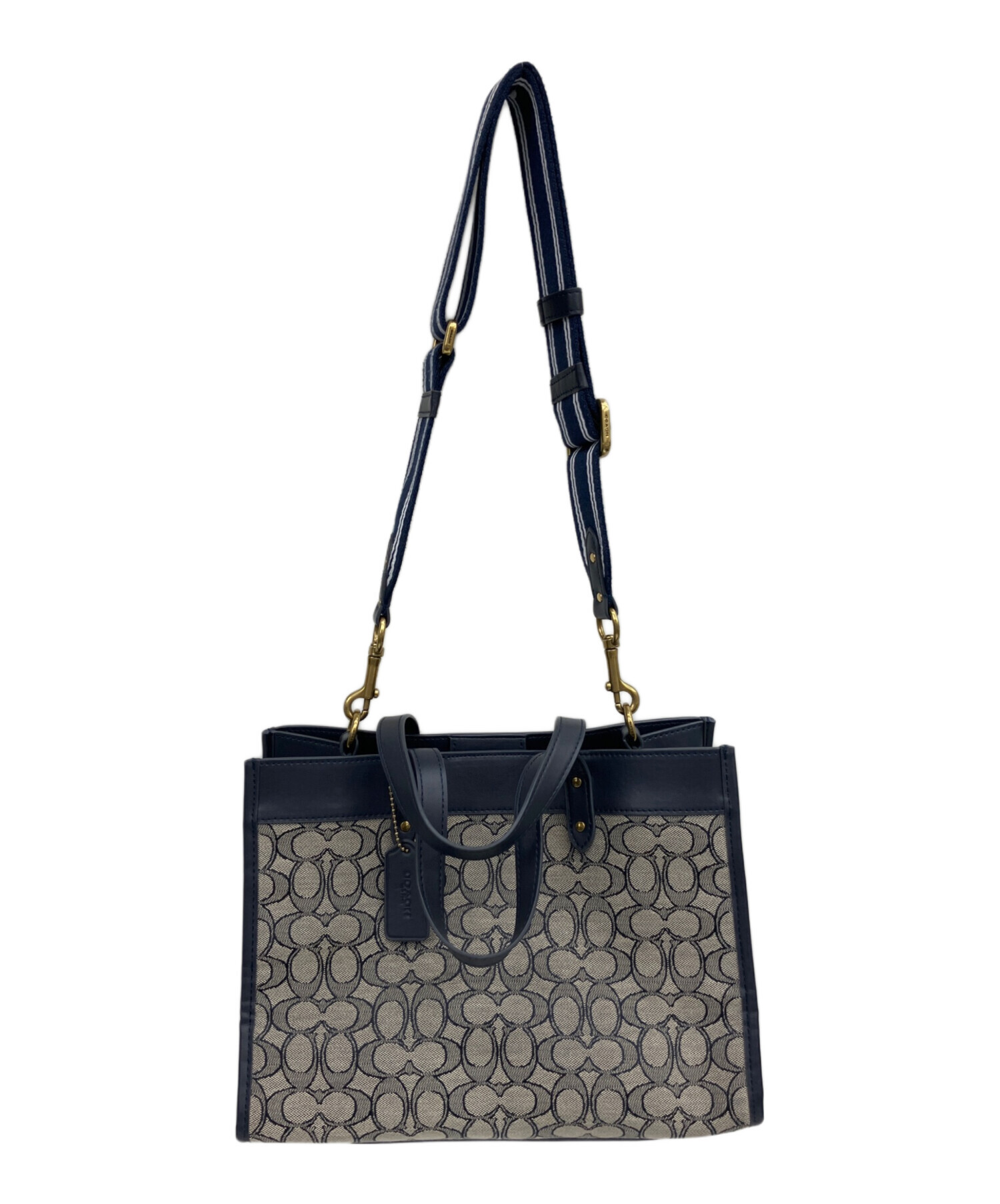 中古・古着通販】COACH (コーチ) 2WAYバッグ ベージュ×ネイビー 