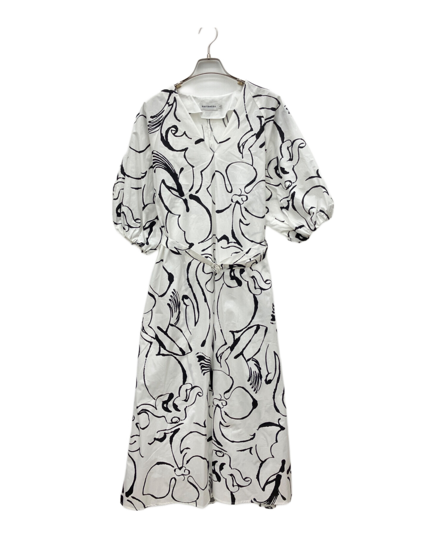 中古・古着通販】marimekko (マリメッコ) 半袖ワンピース ホワイト