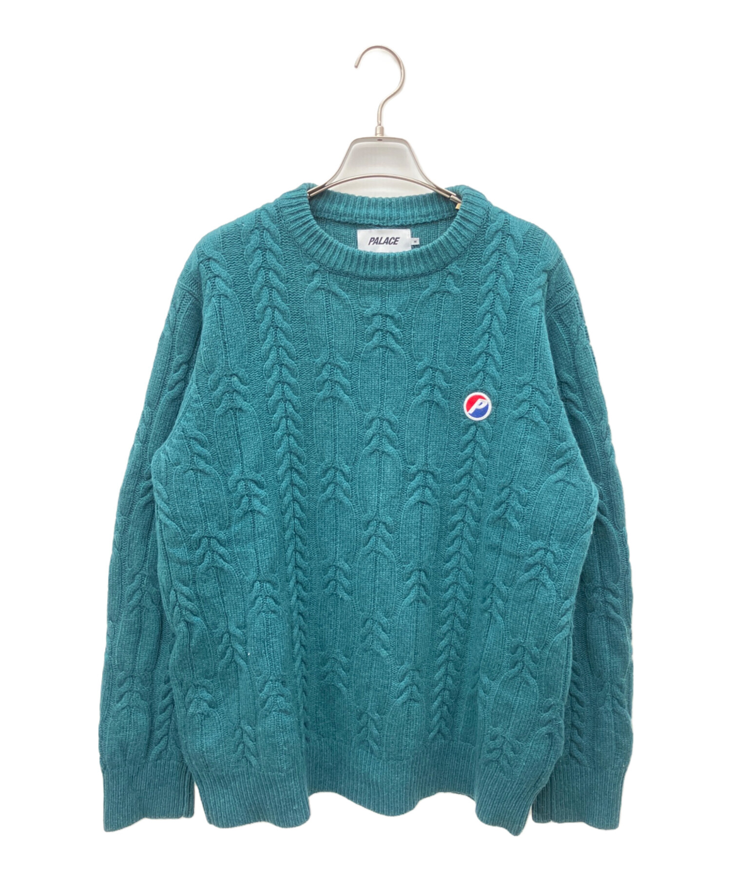 中古・古着通販】PALACE (パレス) 厚手ニット CABLE KNIT グリーン 中古・古着通販】PALACE (パレス) 厚手ニット CABLE KNIT グリーン