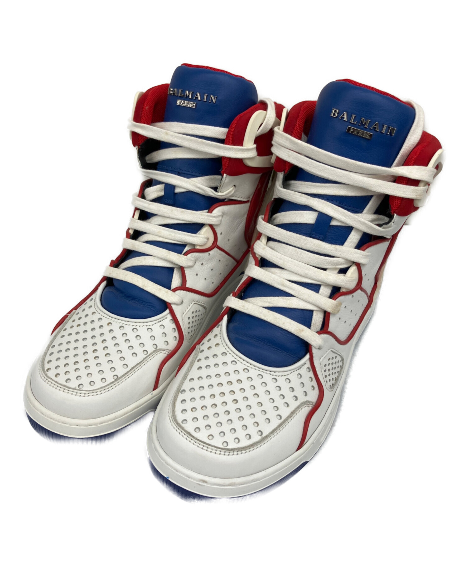 【訳あり】BALMAIN ハイカットスニーカー ボルドー 40 中古・古着通販】BALMAIN (バルマン) ハイカットスニーカー ホワイト