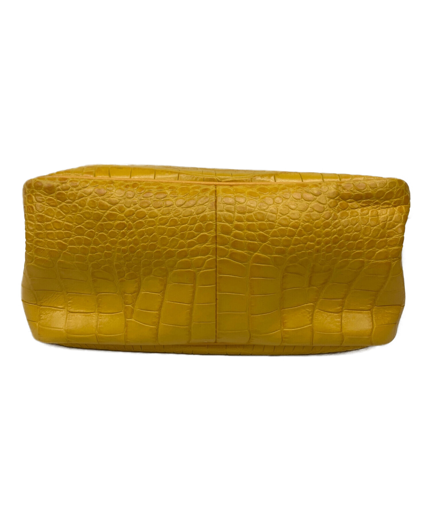 SHIRO italy クロコダイル ハンドバッグ ビンテージ/イエロー 中古・古着通販】LONGCHAMP (ロンシャン) クロコ型押しハンドバッグ