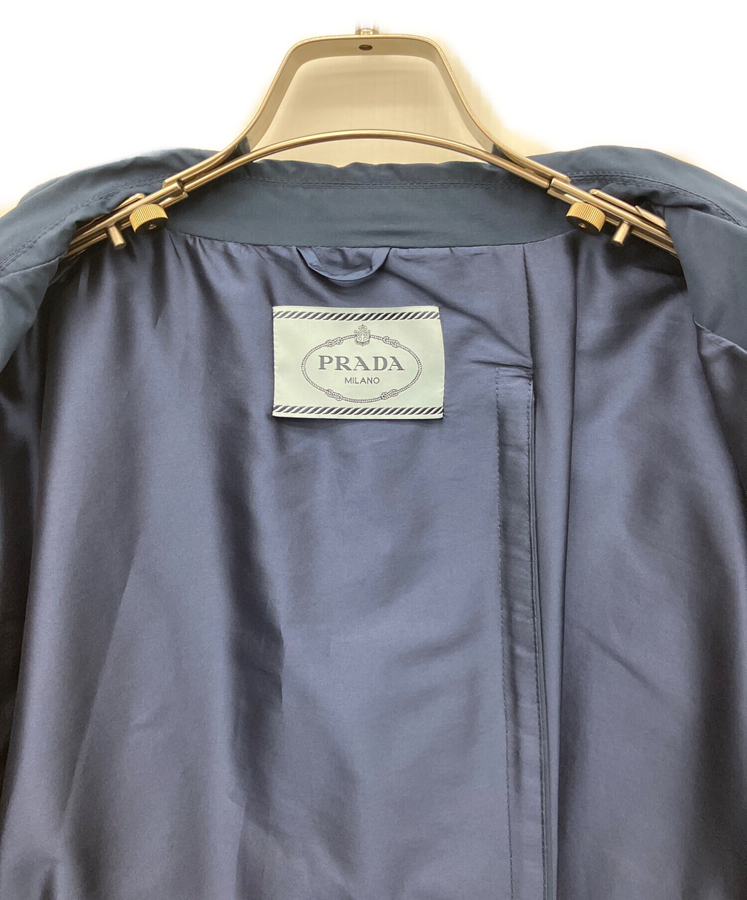 中古・古着通販】PRADA (プラダ) ステンカラーコート ネイビー サイズ