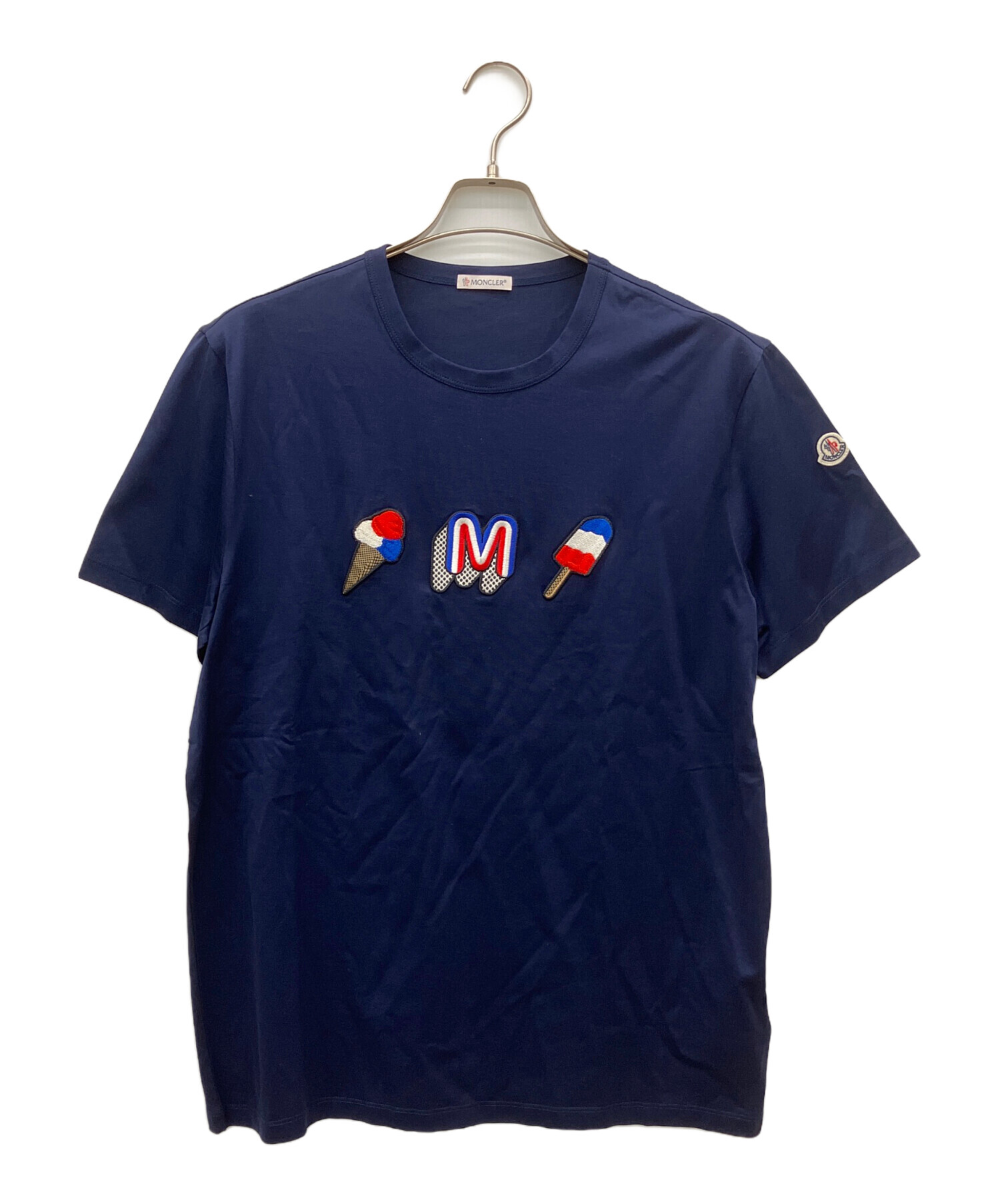 MONCLER モンクレール ネイビー 半袖Tシャツ 中古・古着通販】MONCLER (モンクレール) 半袖カットソー ネイビー