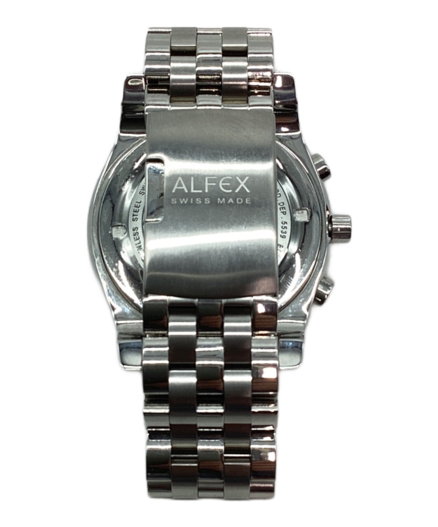 【中古品】ALFEX 腕時計 Vintage Alfex Womens Watch 20mm White Dial Gold Tone Black Lizard