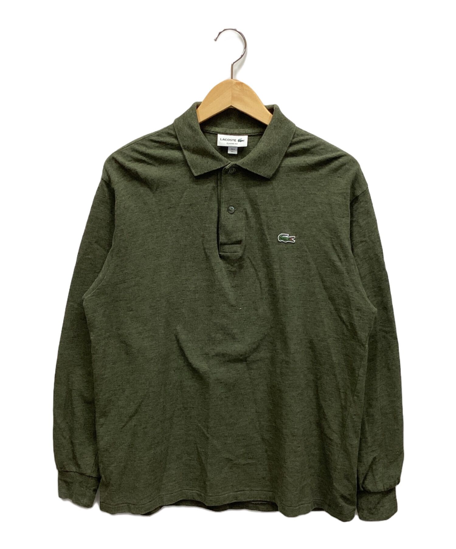 中古・古着通販】LACOSTE (ラコステ) 長袖ポロシャツ カーキ サイズ