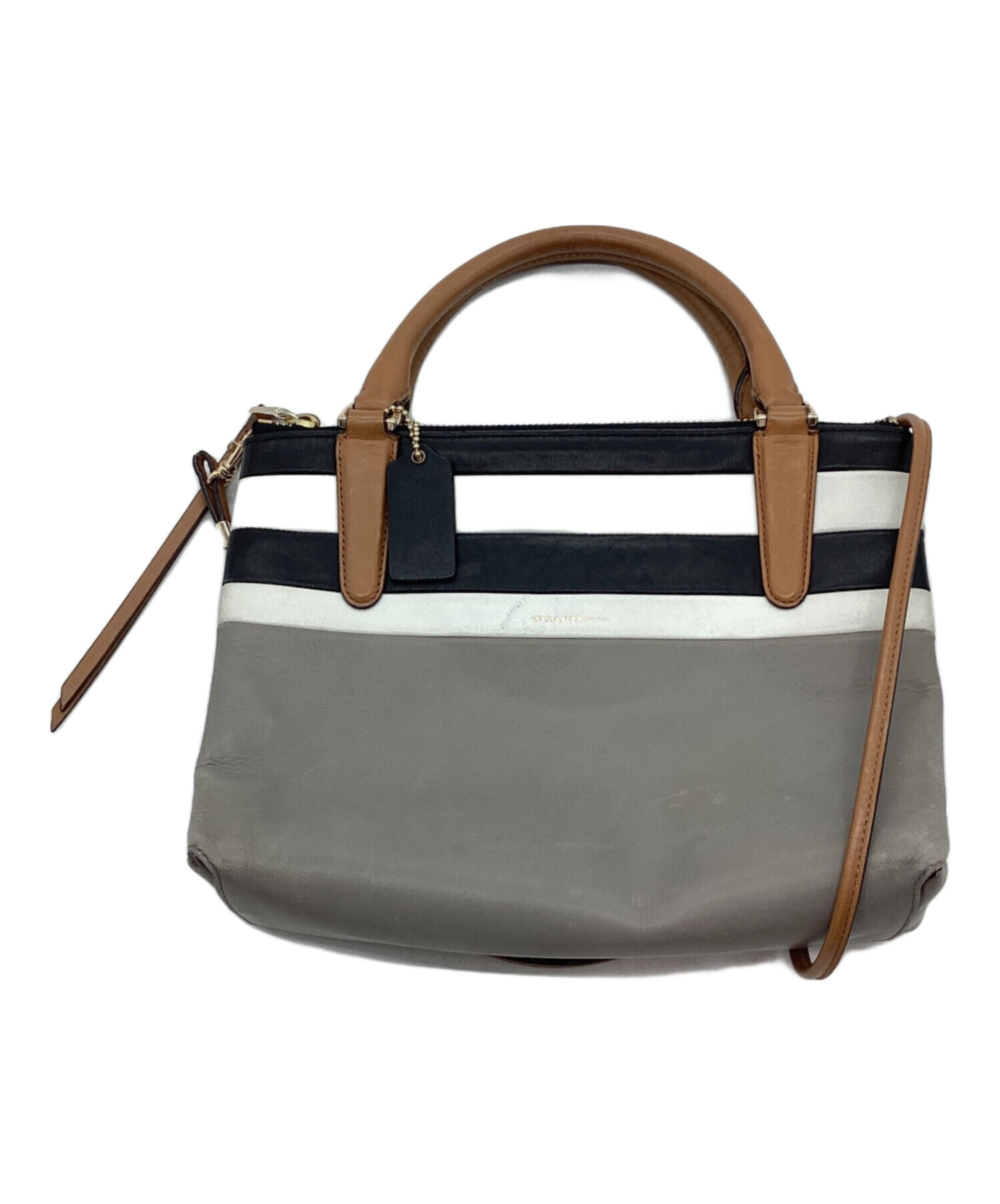 中古・古着通販】COACH (コーチ) 2WAYバッグ ブラック×ホワイト 中古・古着通販】COACH (コーチ) 2WAYバッグ ブラック×ホワイト