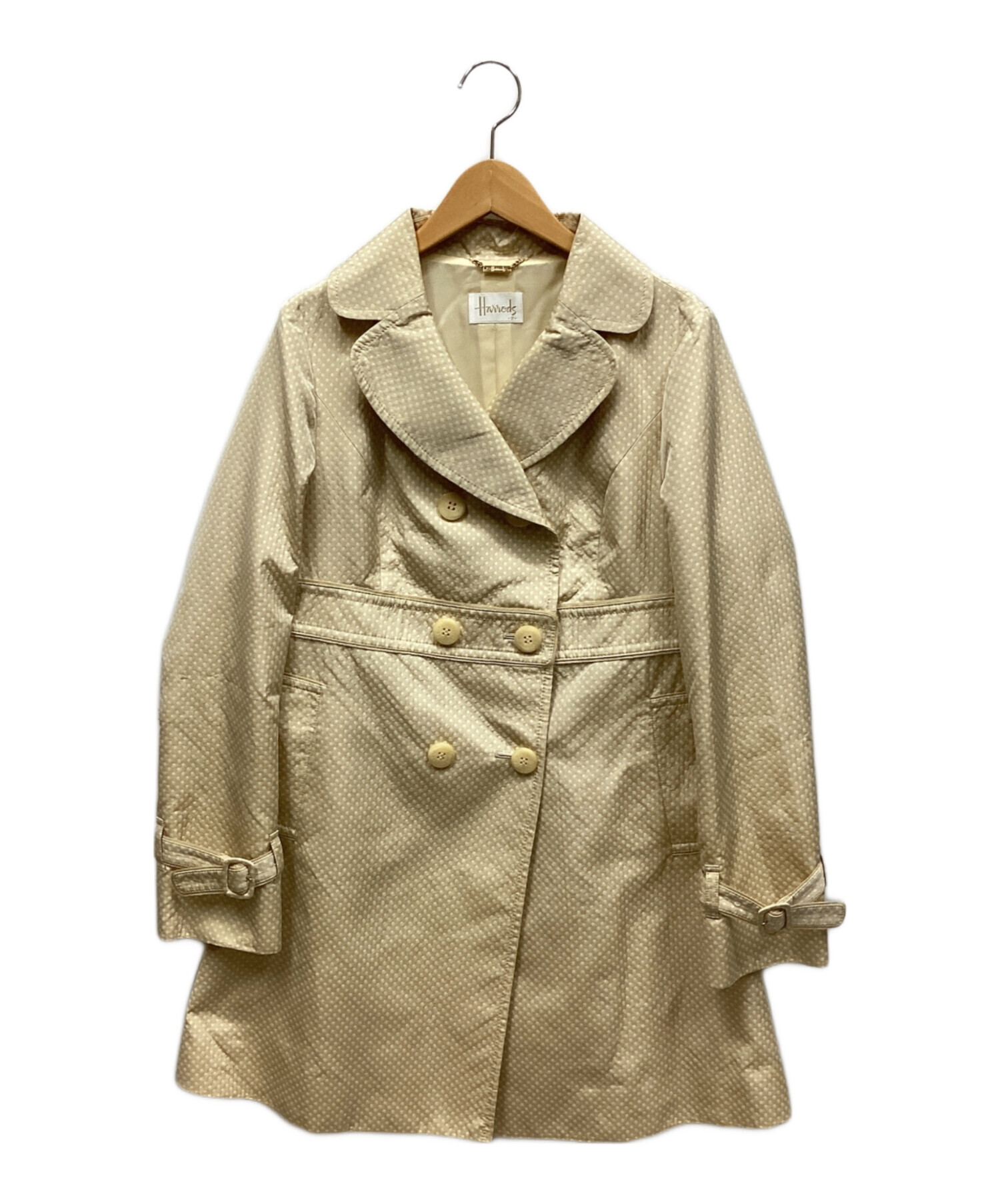 ハロッズコート ハロッズ HARRODS アイボリー ロングコート ファー襟