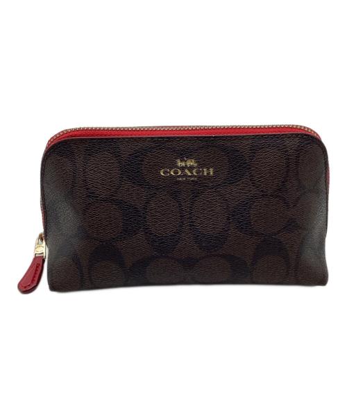 中古・古着通販】COACH (コーチ) ポーチ ブラウン×レッド｜ブランド