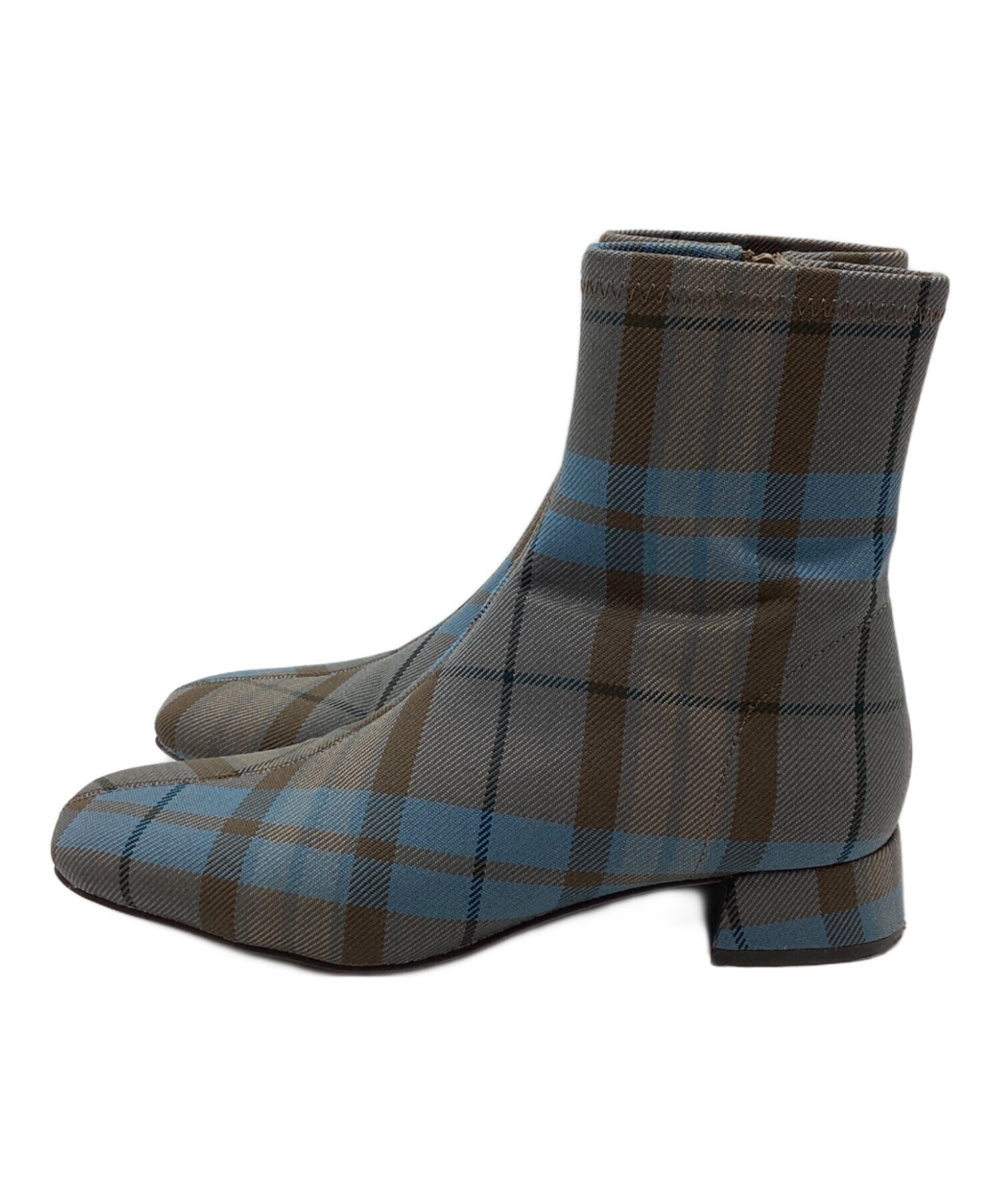 中古・古着通販】Le Talon (ル タロン) ショートブーツ グレー×ブルー