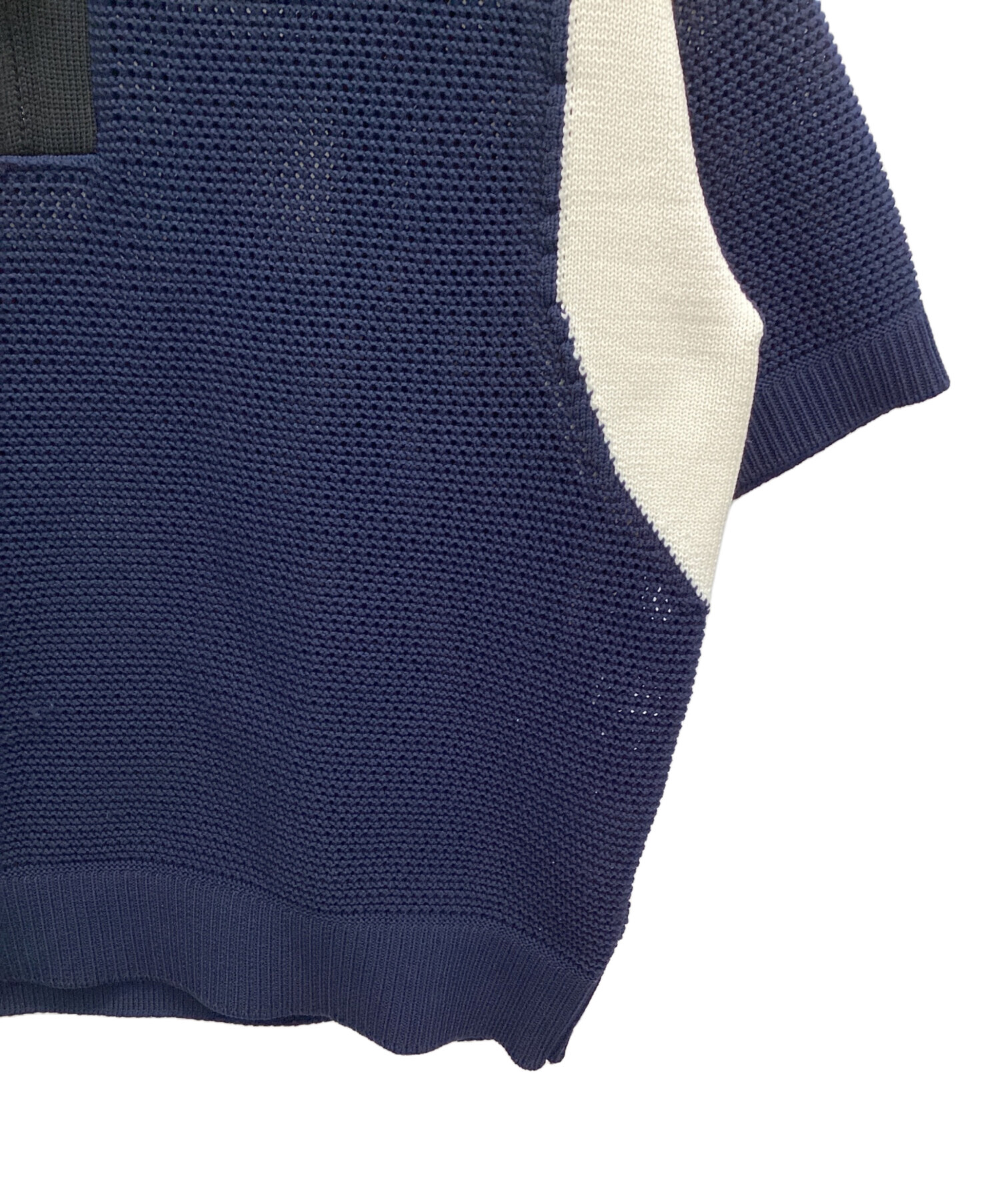 クルニ CULLNI バイカラー メッシュ ニット プルオーバー 参考上代29700円 未使用 CULLNI 25SS Bi Color Mesh Knit Short Sleeve