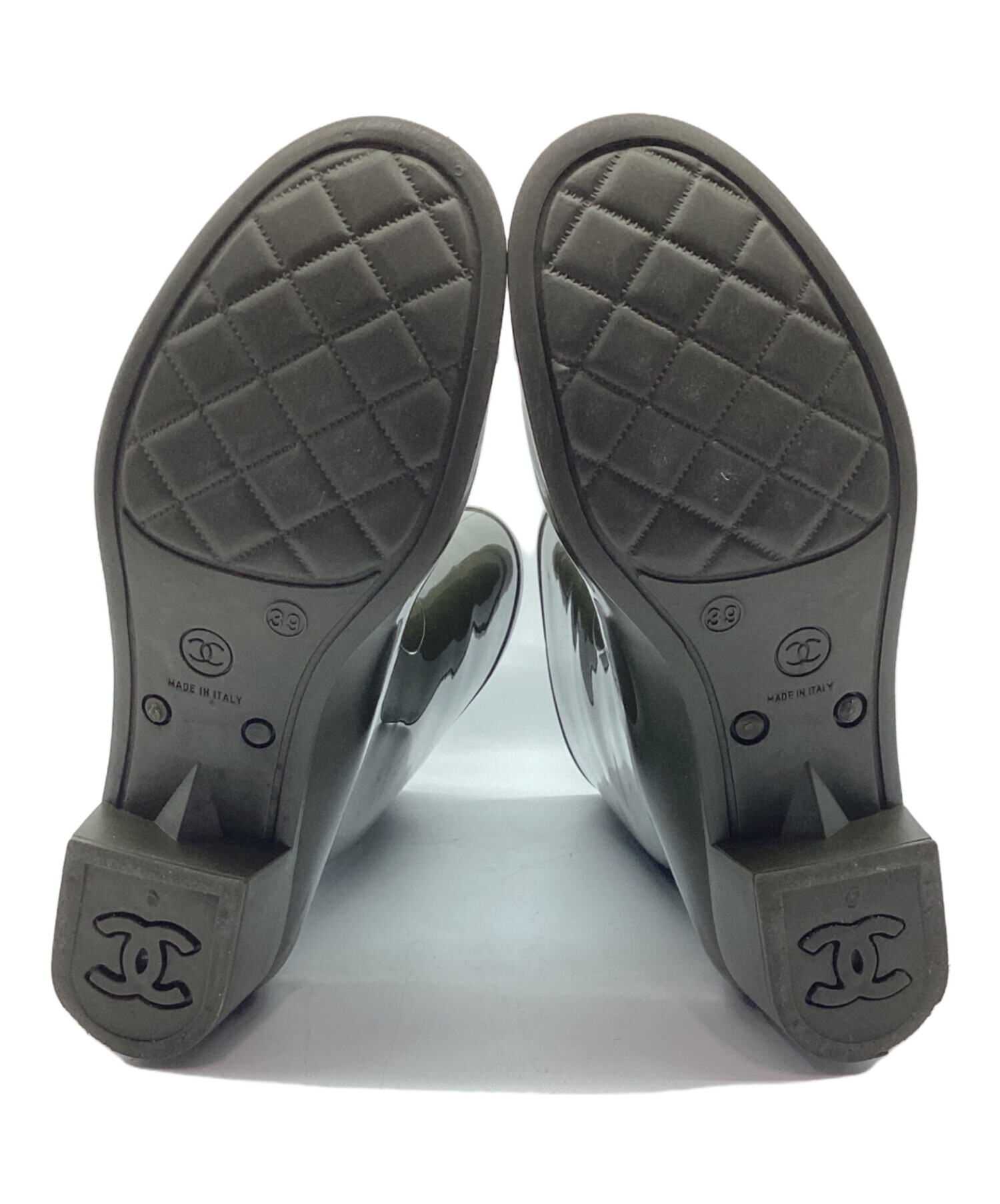 中古・古着通販】CHANEL (シャネル) レインブーツ オリーブ サイズ:39