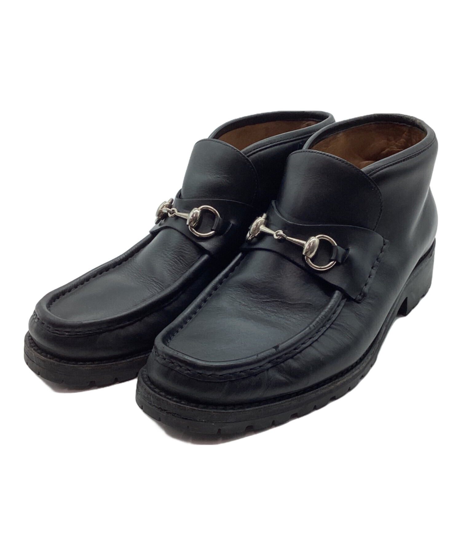 中古・古着通販】GUCCI (グッチ) ホースビットブーツ ブラック サイズ 