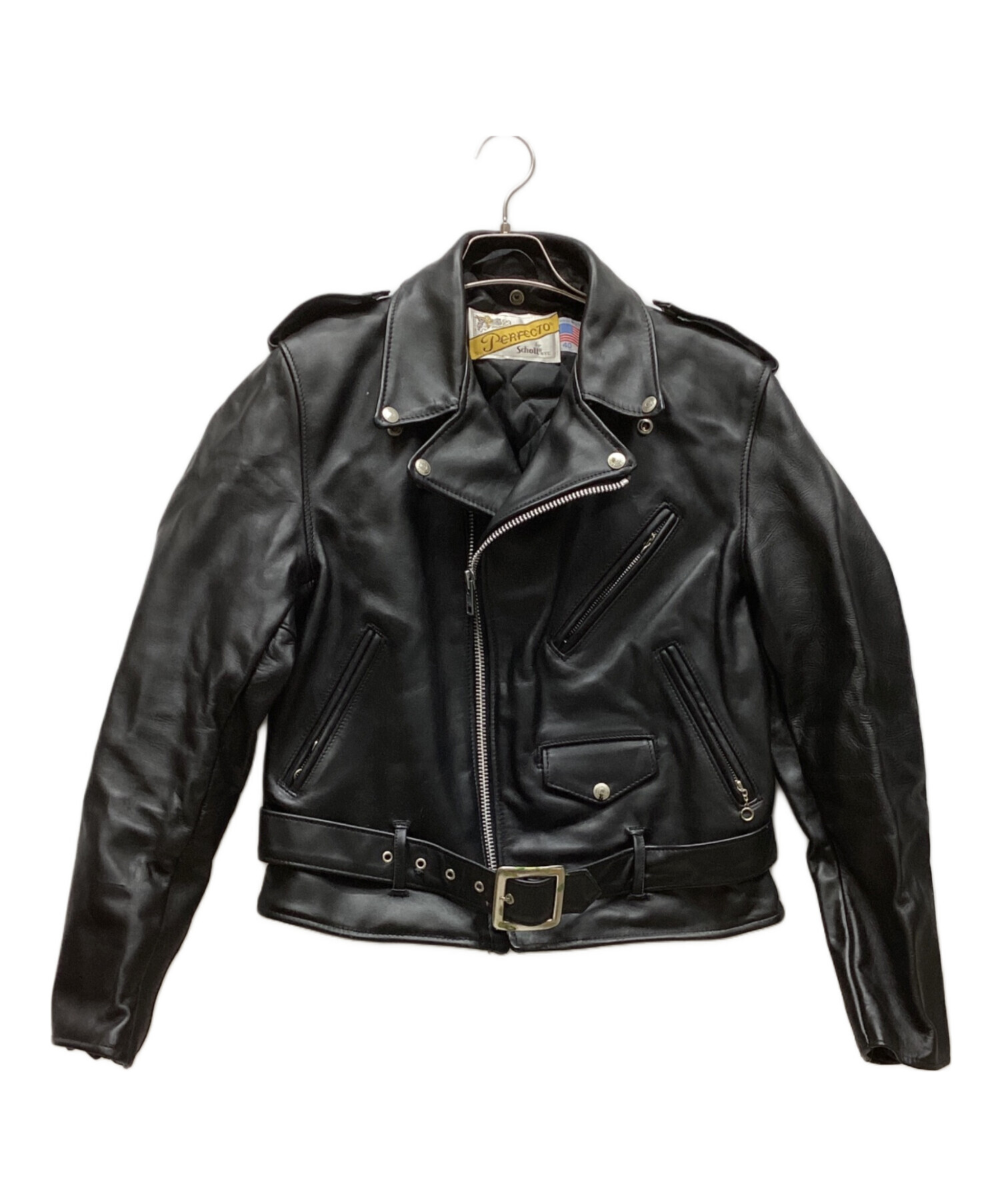 Schott レザー ジャケット サイズ40 ブラック 中古・古着通販】Schott (ショット) レザーライダースジャケット