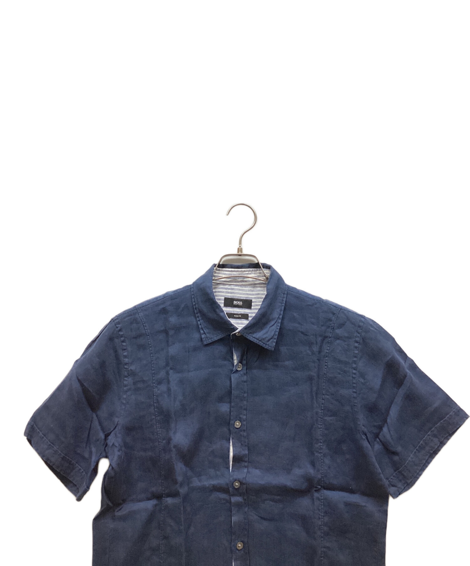 中古・古着通販】HUGO BOSS (ヒューゴ ボス) 半袖シャツ ネイビー 