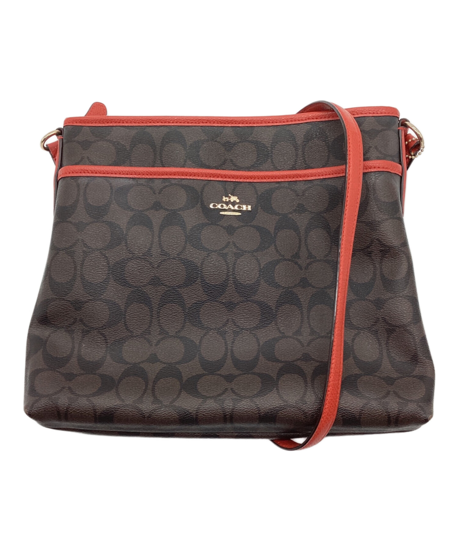 中古・古着通販】COACH (コーチ) ショルダーバッグ ブラウン×レッド 