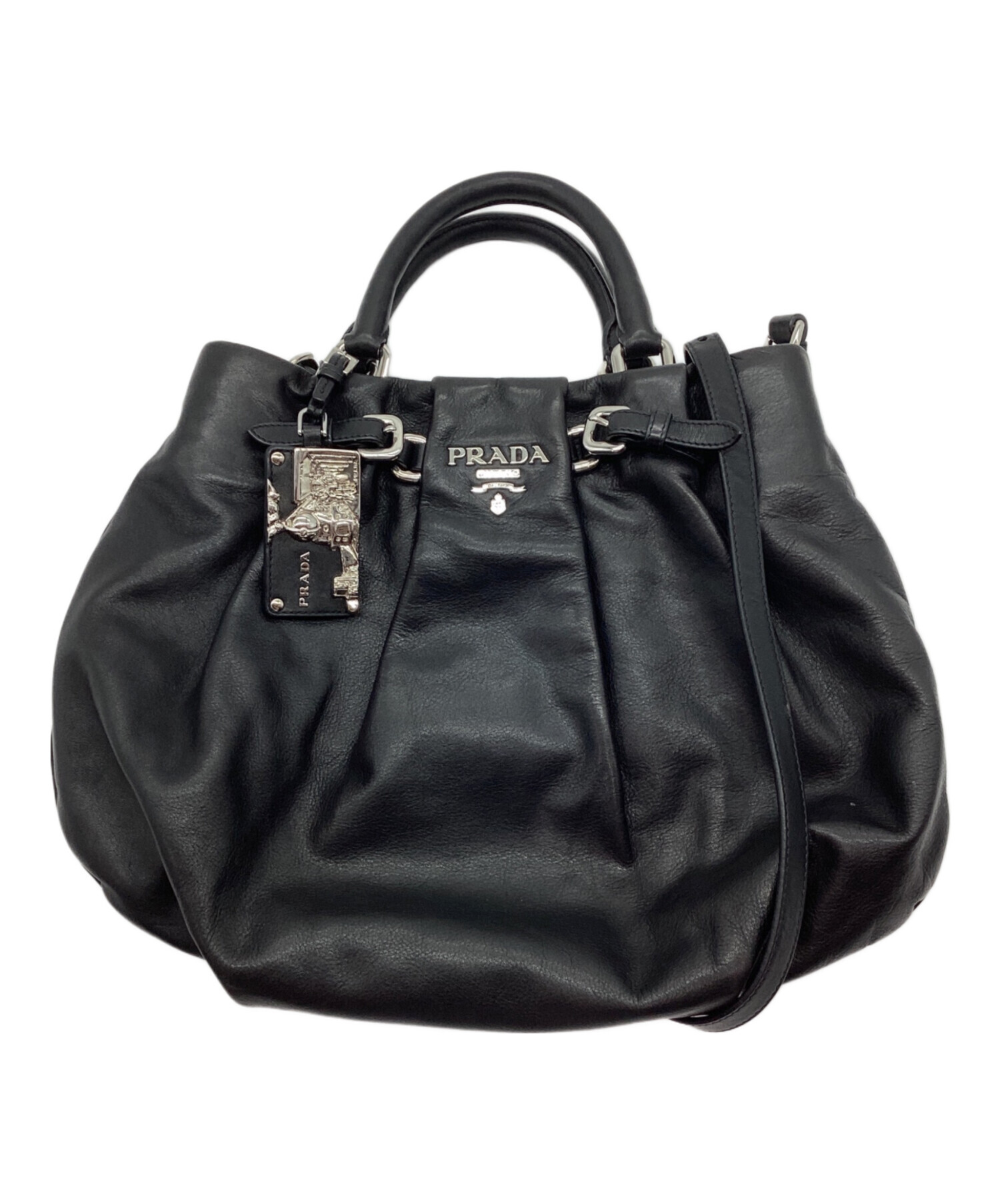 中古のプラダ 2WAYバッグ 中古・古着通販】PRADA (プラダ) 2WAYバッグ ブラック｜ブランド・古着
