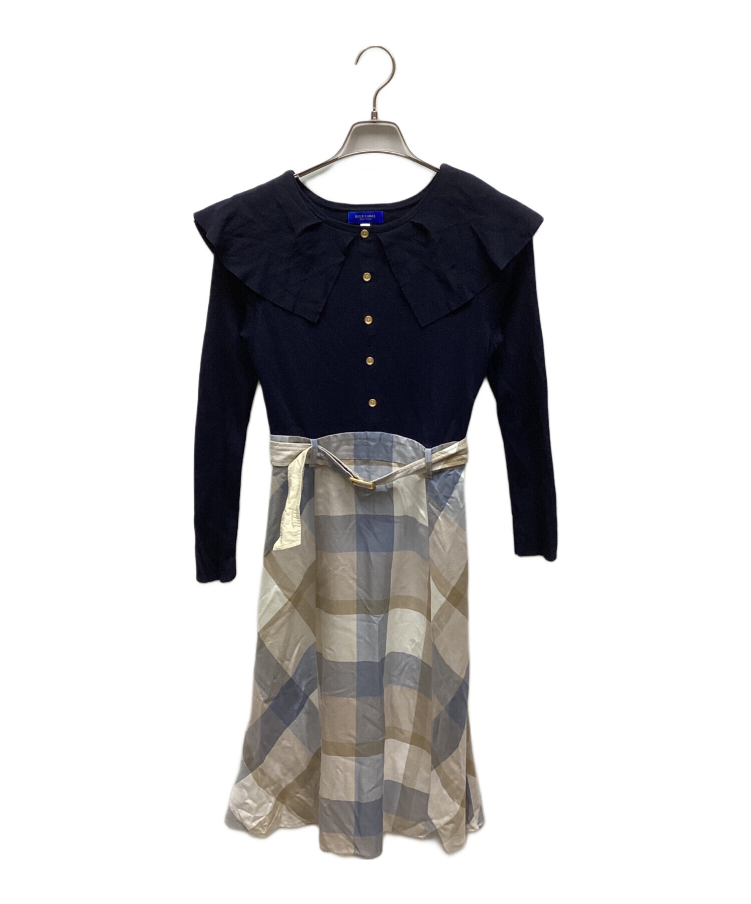 【美品】BLUE LABEL CRESTBRIDGE ニットコンビワンピース BLUE LABEL CRESTBRIDGE（ブルーレーベルクレストブリッジ）の