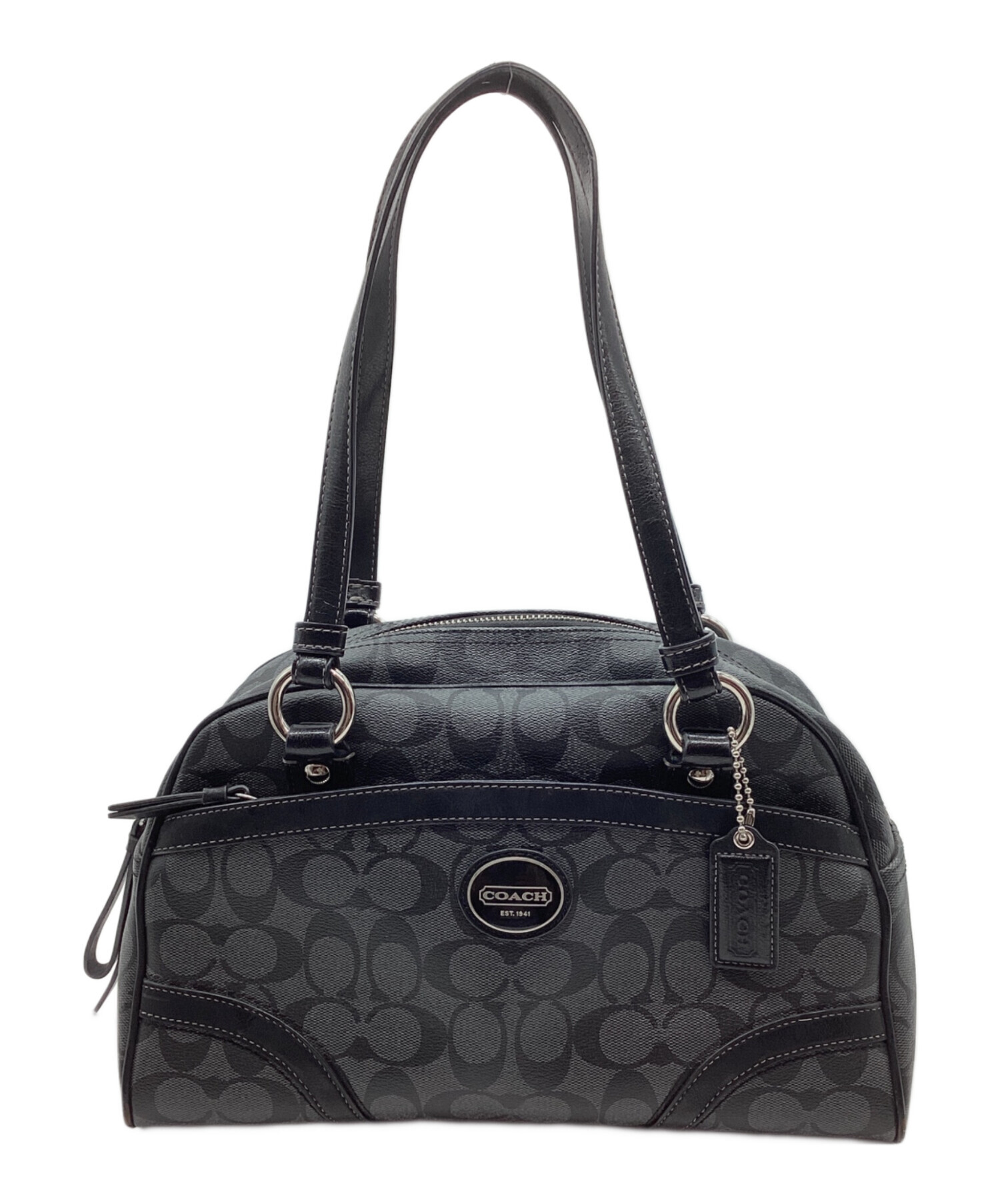 中古・古着通販】COACH (コーチ) ヘリテージバッグ グレー×ブラック