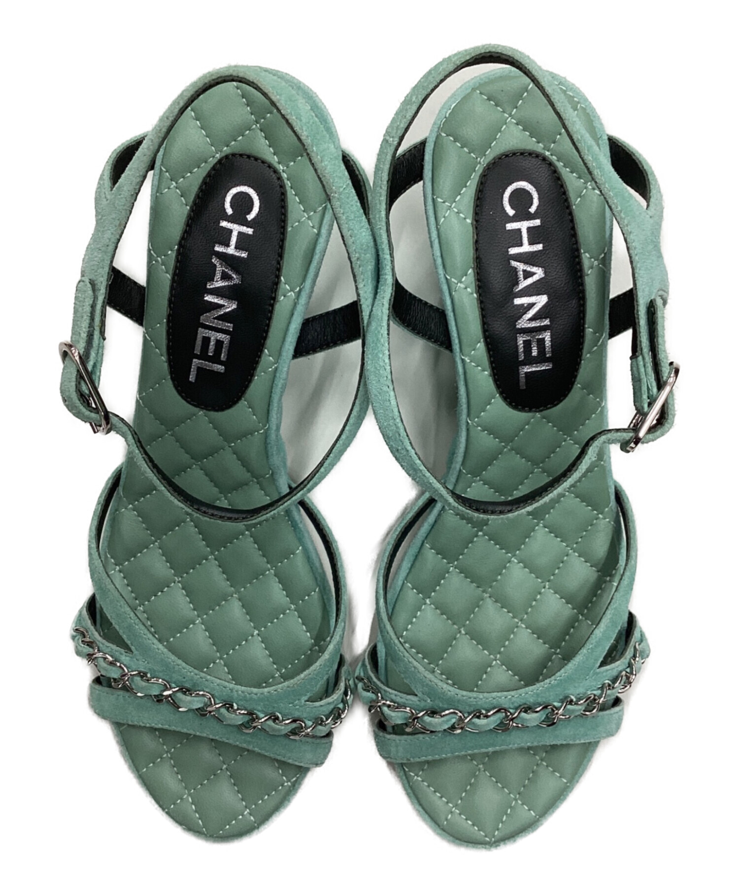 シャネル　ウェッジサンダル　36 中古・古着通販】CHANEL (シャネル) ウェッジソールサンダル グリーン