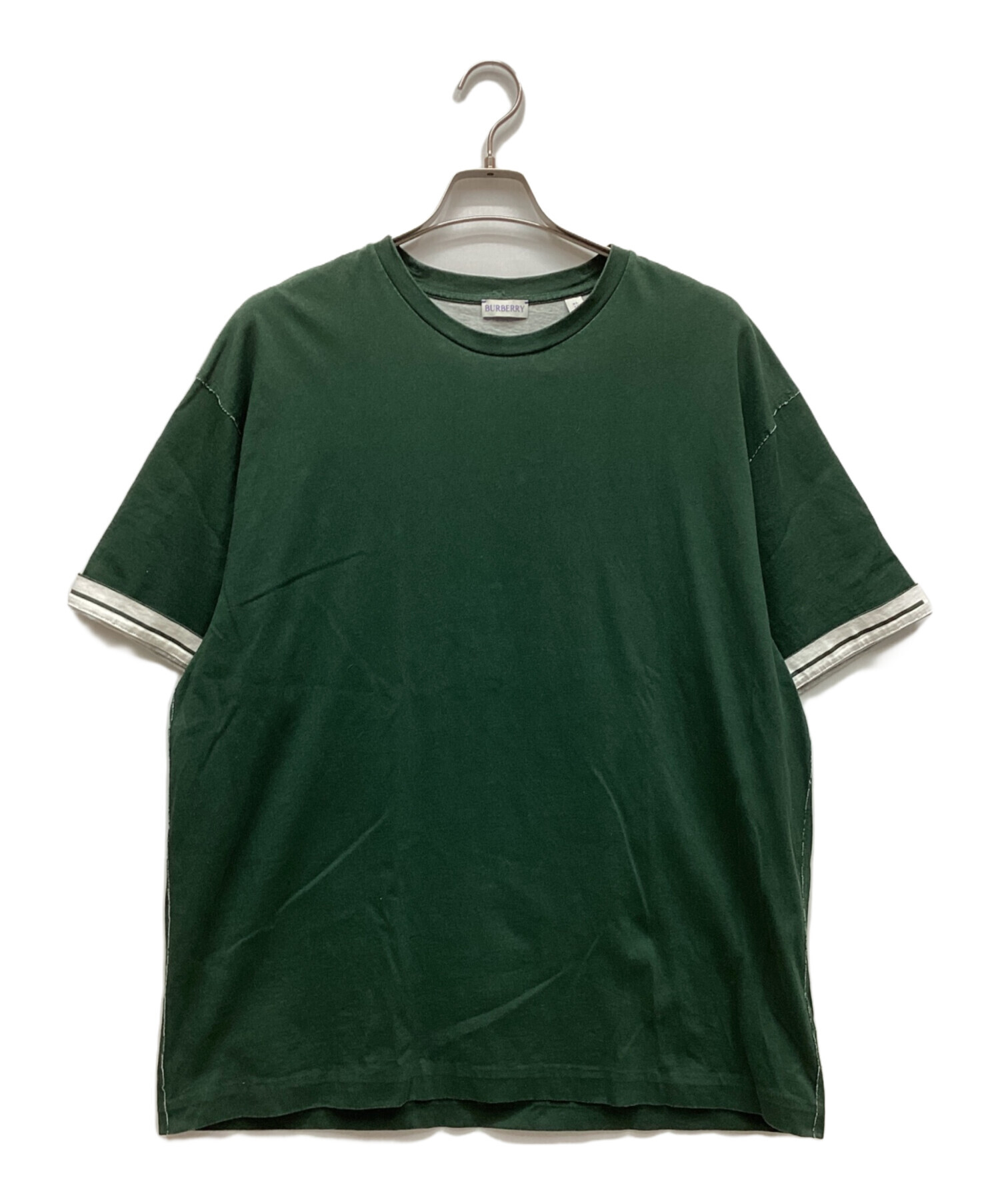 BURBERRY ロゴプリント Tシャツ グリーン 中古・古着通販】BURBERRY (バーバリー) EKDロゴ入り コットンTシャツ