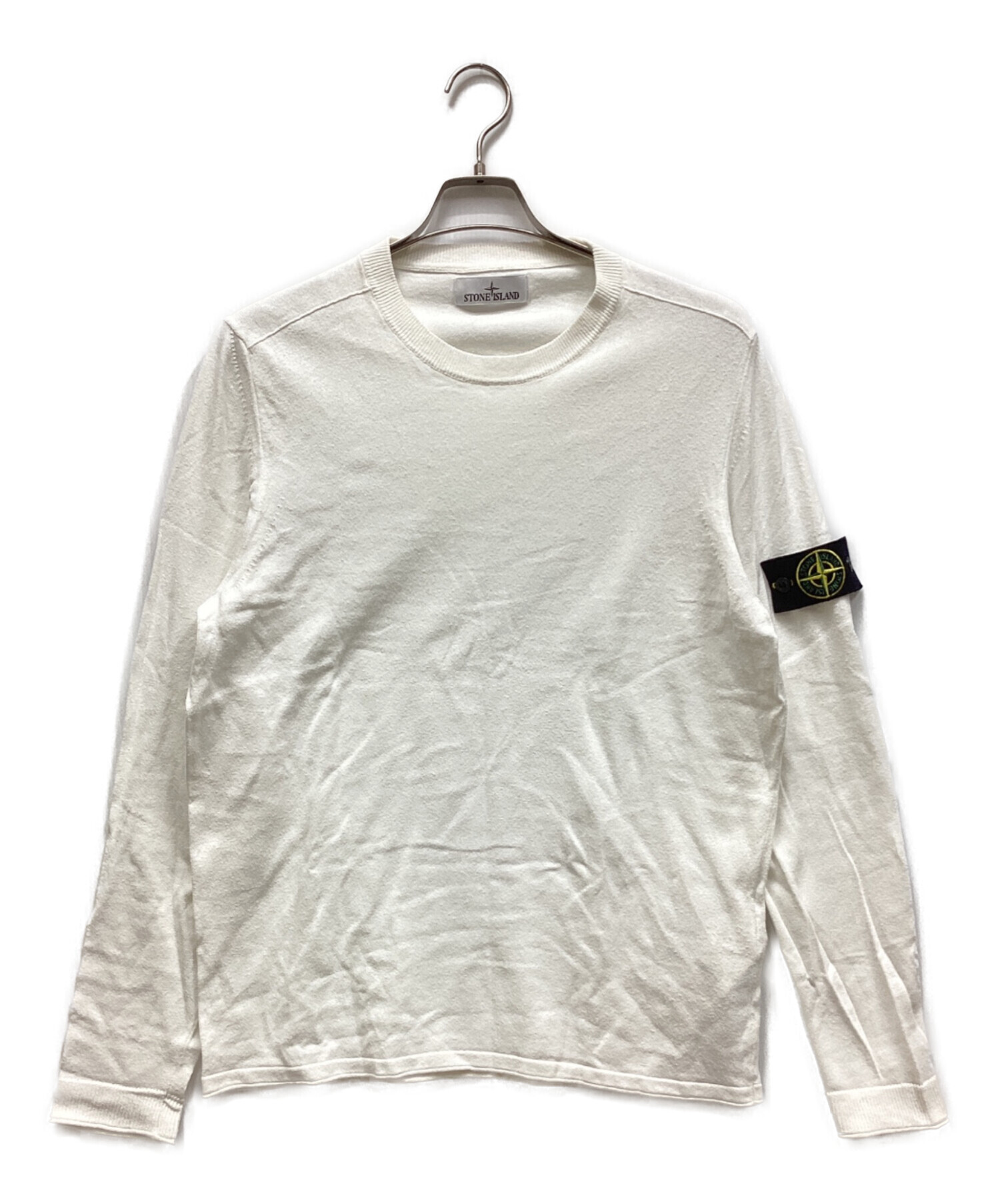 【美品】STONE  ホワイト　薄手　春　コットンニット L 中古・古着通販】STONE ISLAND (ストーンアイランド) ニット ホワイト