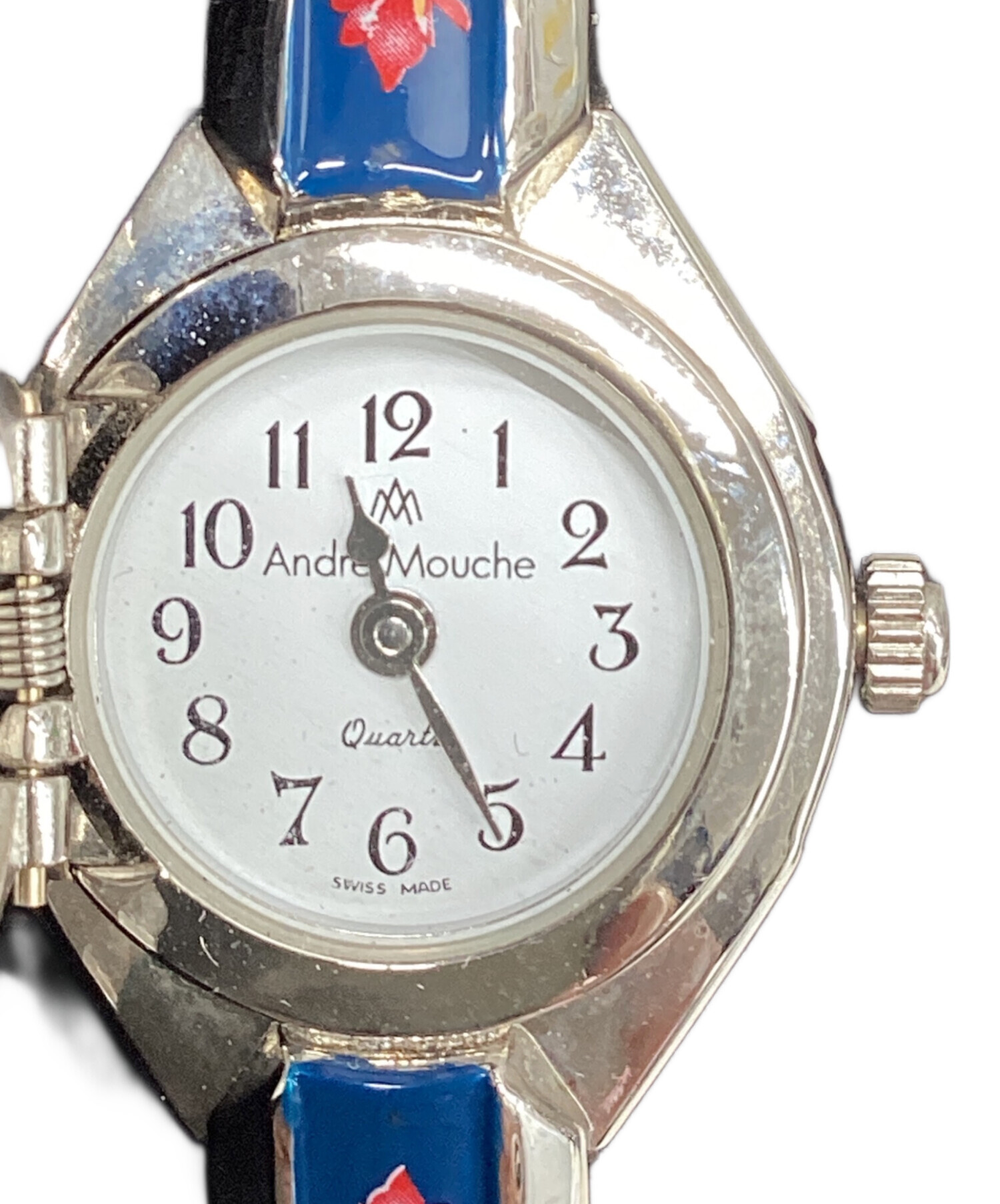 ANDRE MOUCHE アンドレムッシュ　腕時計　スイス製　花柄　ネイビー 中古・古着通販】Andre Mouche (アンドレムッシュ) 腕時計｜ブランド