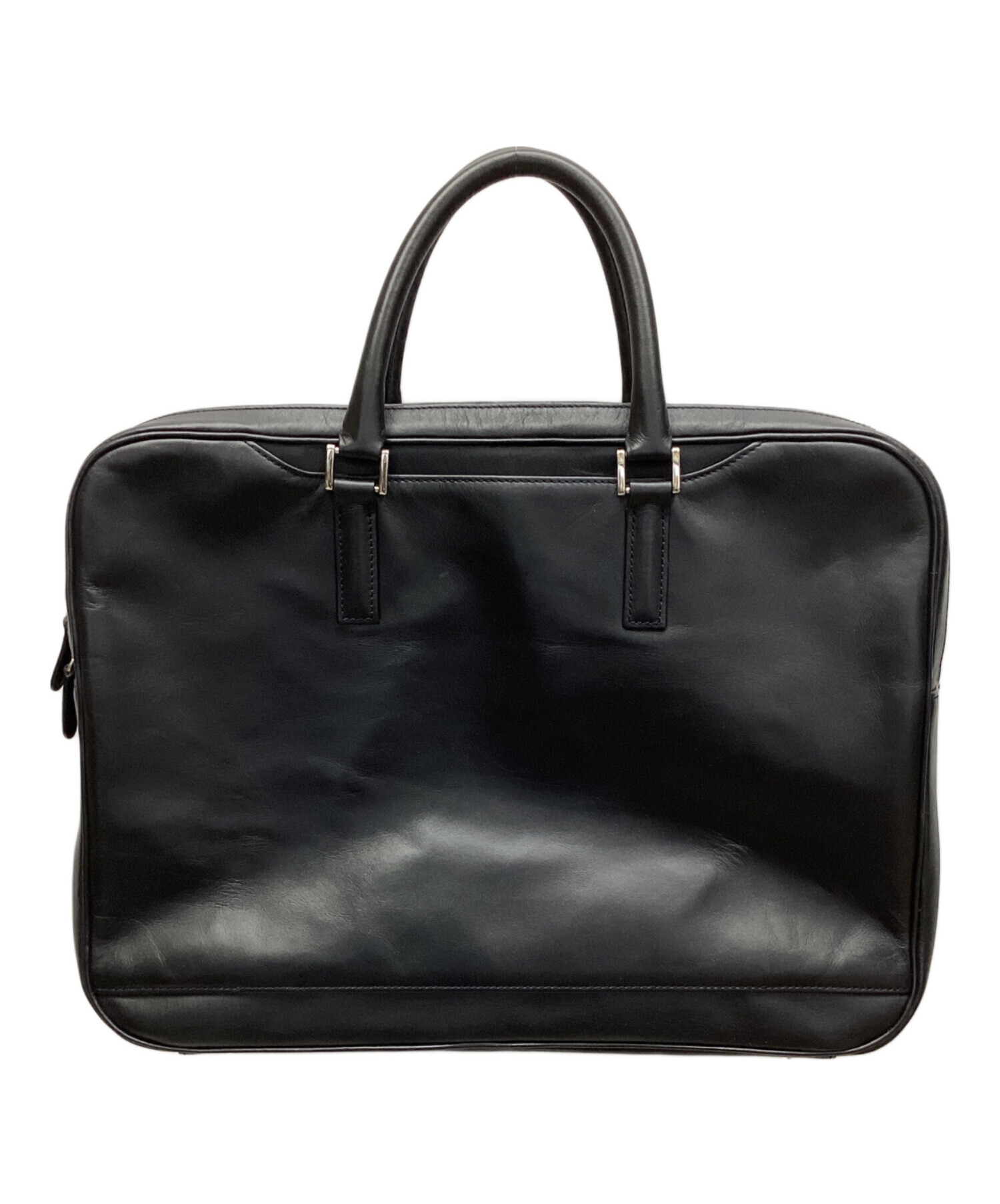 【美品】ビジネスレザーファクトリー ブリーフケース レザー 編み込み ブラック 中古・古着通販】business leather factory (ビジネス レザー