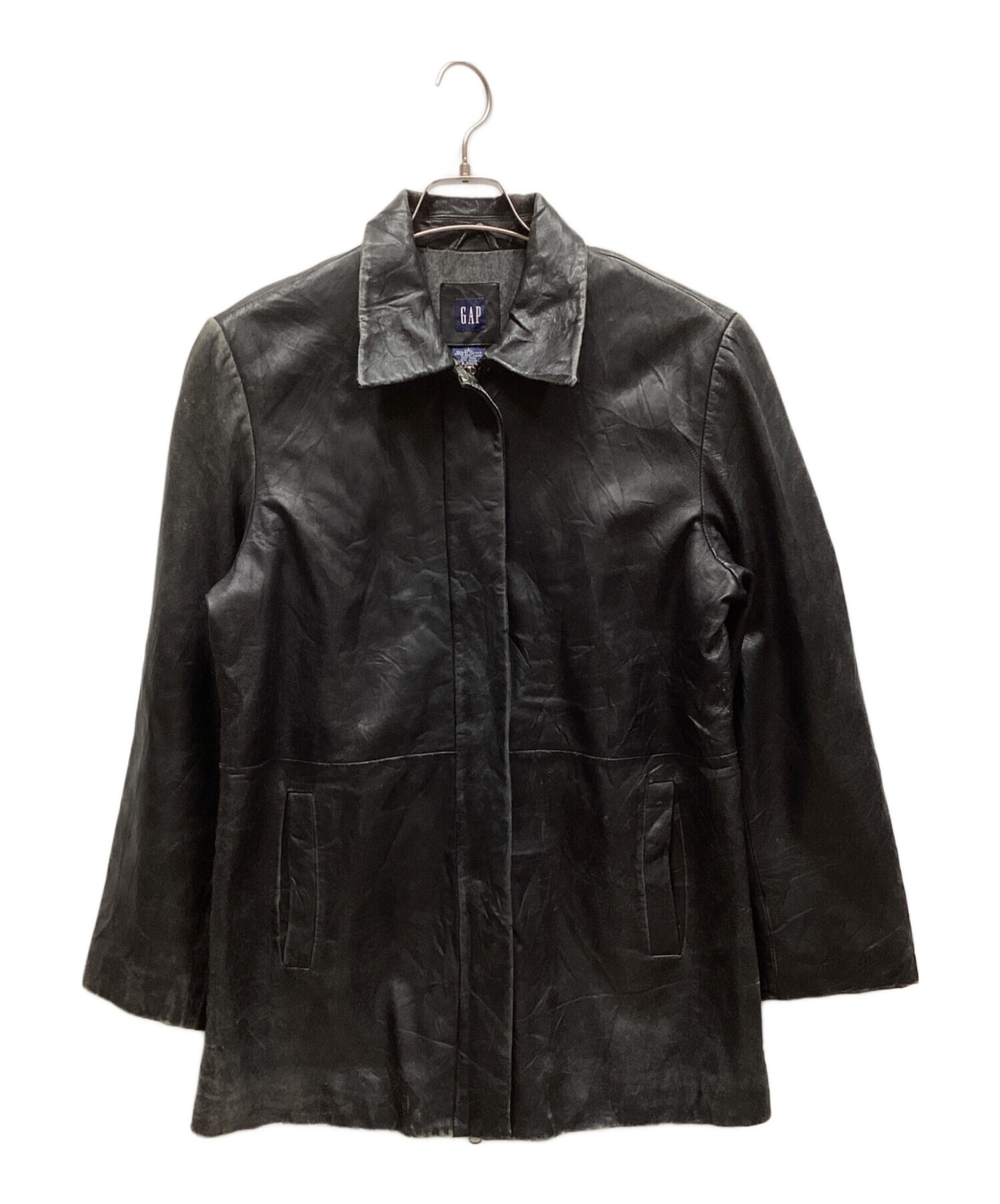 GAP レザージャケット ブラック 中古・古着通販】GAP (ギャップ) レザージャケット ブラック サイズ:L